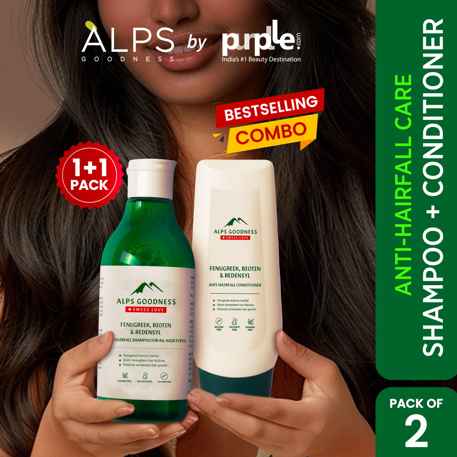 Buy Alps Goodness Anti Hairfall Combo I Hair Growth Heros I Shampoo & Conditioner Combo I Anti Hairfall Kit For Men & Women - Purplle