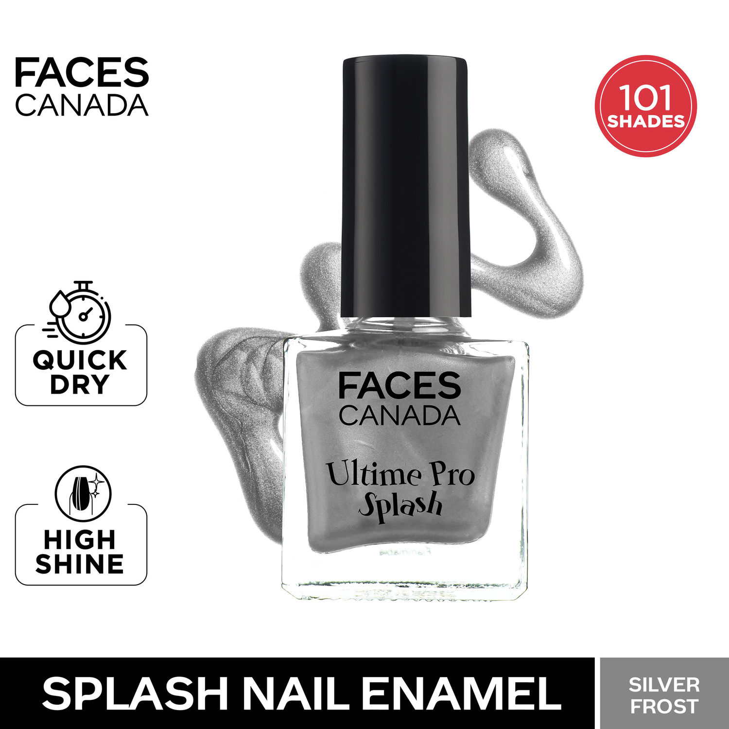 Buy FACES CANADA Ultime Pro Splash Nail Enamel - Silver Frost 61 (8ml) | Quick Drying | Glossy Finish | Long Lasting | No Chip Formula | High Shine Nail Polish For Women | No Harmful Chemicals - Purplle