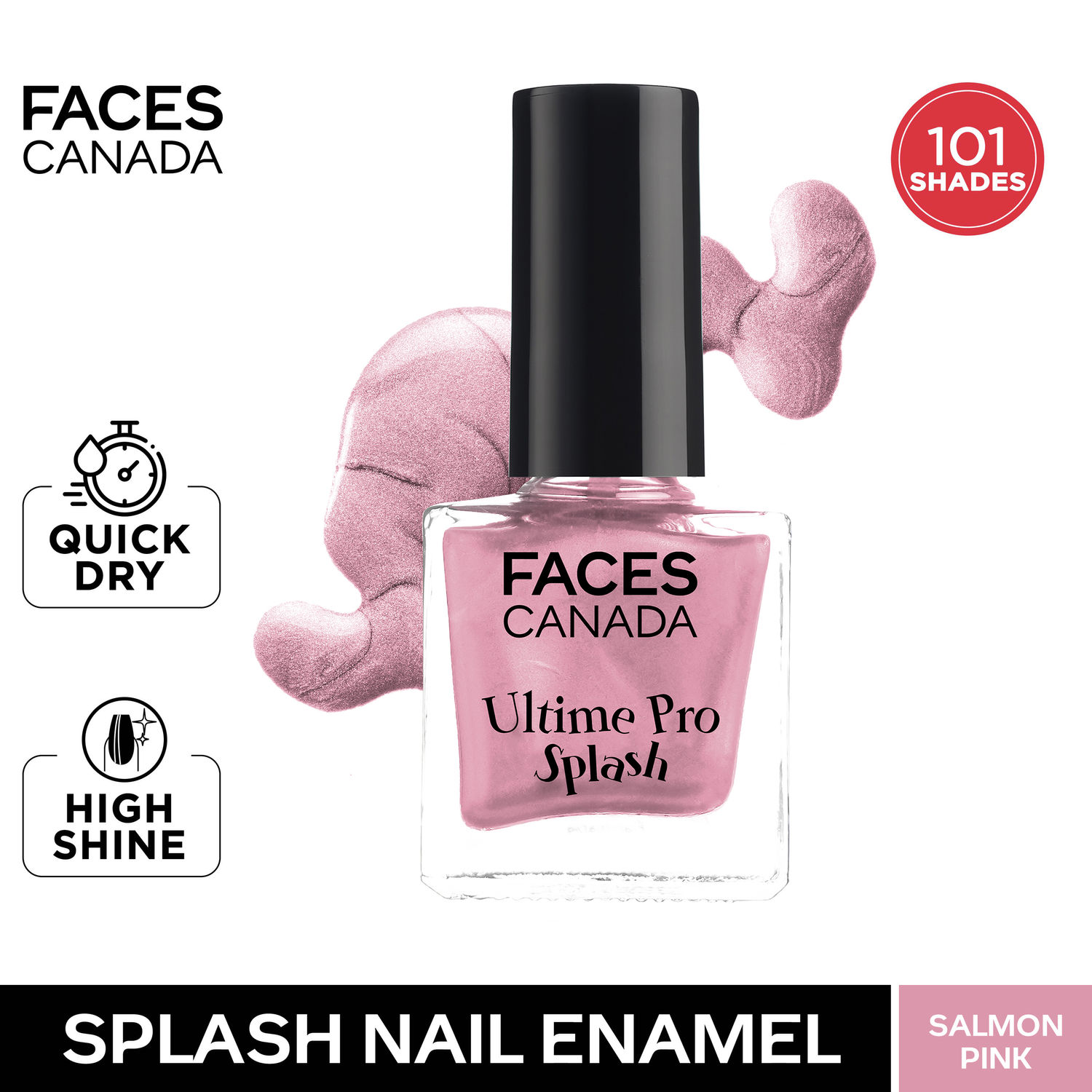 Buy FACES CANADA Ultime Pro Splash Nail Enamel - Salmon Pink 126 (8ml) | Quick Drying | Glossy Finish | Long Lasting | No Chip Formula | High Shine Nail Polish For Women | No Harmful Chemicals - Purplle