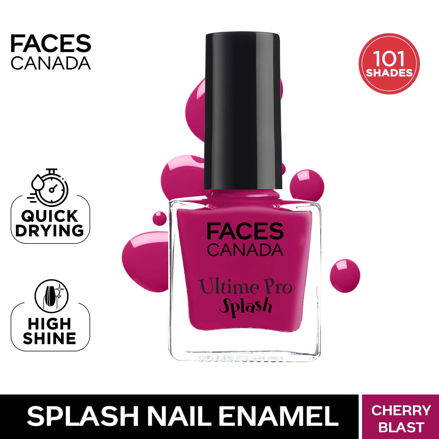 Buy FACES CANADA Ultime Pro Splash Nail Enamel - Cherry Blast 50 (8ml) | Quick Drying | Glossy Finish | Long Lasting | No Chip Formula | High Shine Nail Polish For Women | No Harmful Chemicals - Purplle