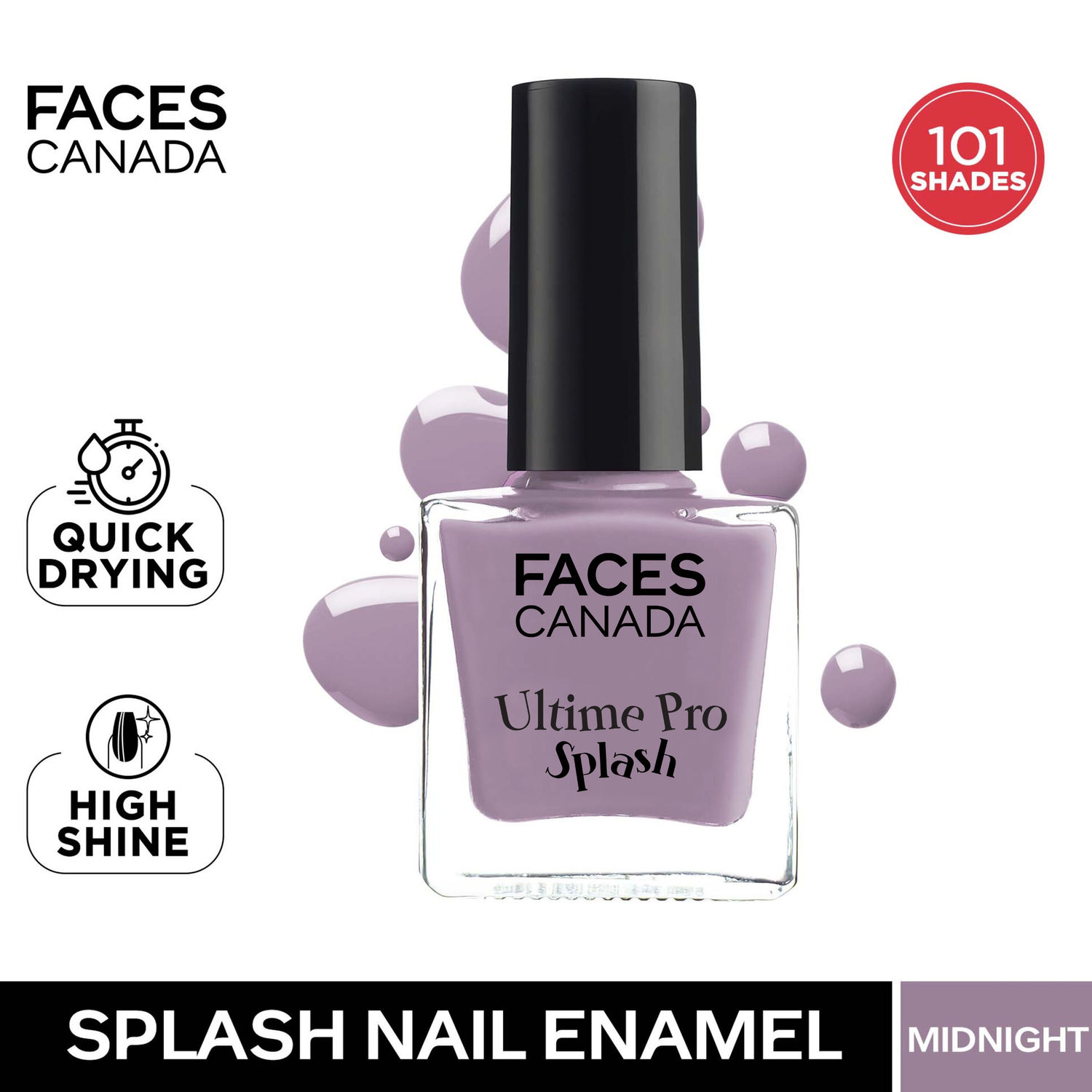 Buy FACES CANADA Ultime Pro Splash Nail Enamel - Midnight 140 (8ml) | Quick Drying | Glossy Finish | Long Lasting | No Chip Formula | High Shine Nail Polish For Women | No Harmful Chemicals - Purplle