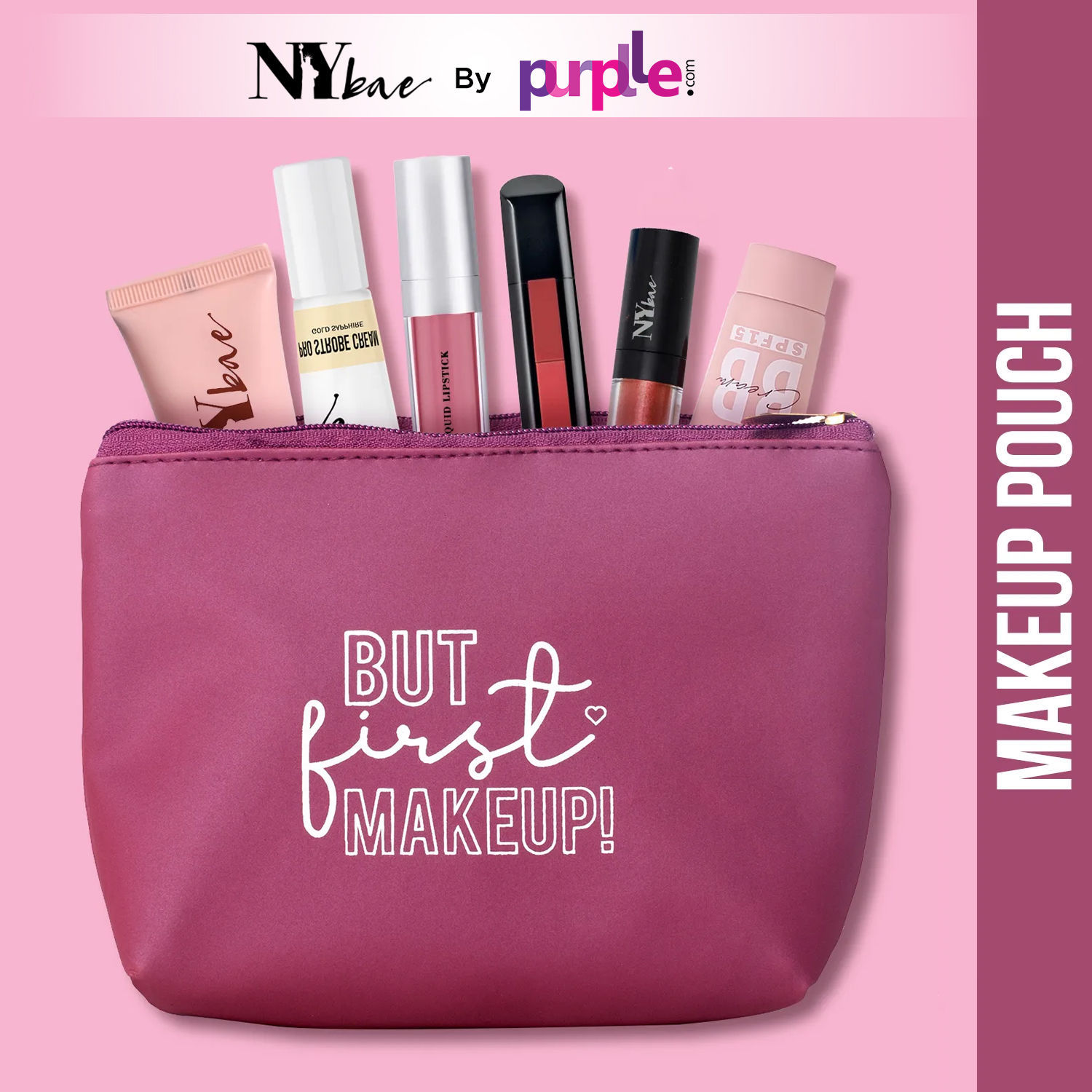 Buy NY Bae Makeup Pouch | Travel Friendly | Multi Purpose Bag | Spacious - Light Pink - Purplle