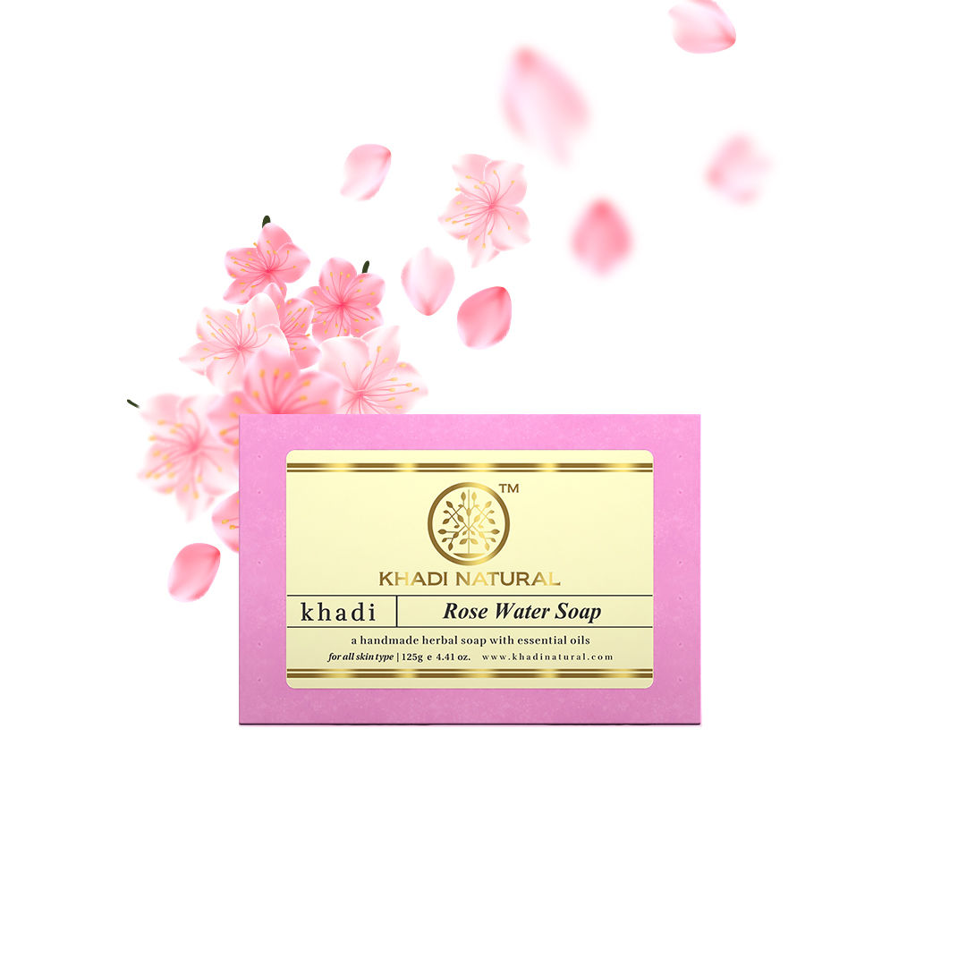Buy Khadi Natural Rosewater Handmade Soap| Remove Excess Oil - (125gm) - Purplle