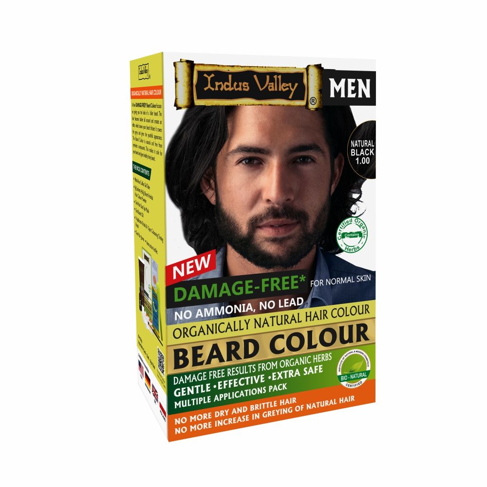 Buy Indus valley Men damage free Beard colourA Natural Black 78ml+8gm - Purplle