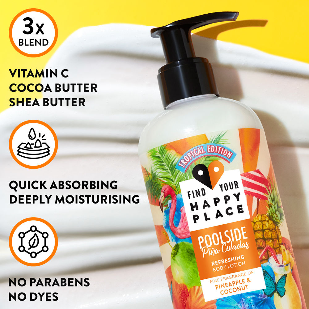 Buy Find Your Happy Place - Poolside Pina Coladas Vitamin C Moisturising Body Lotion 300ml - Purplle