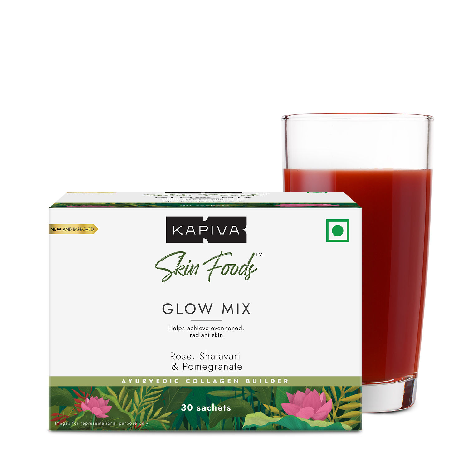Buy Kapiva Skin Foods Glow Mix,Help achieve even-toned,rediant skin,Rose, Shatavari & Pomegranate, Rose Flavour 150 gm - Purplle