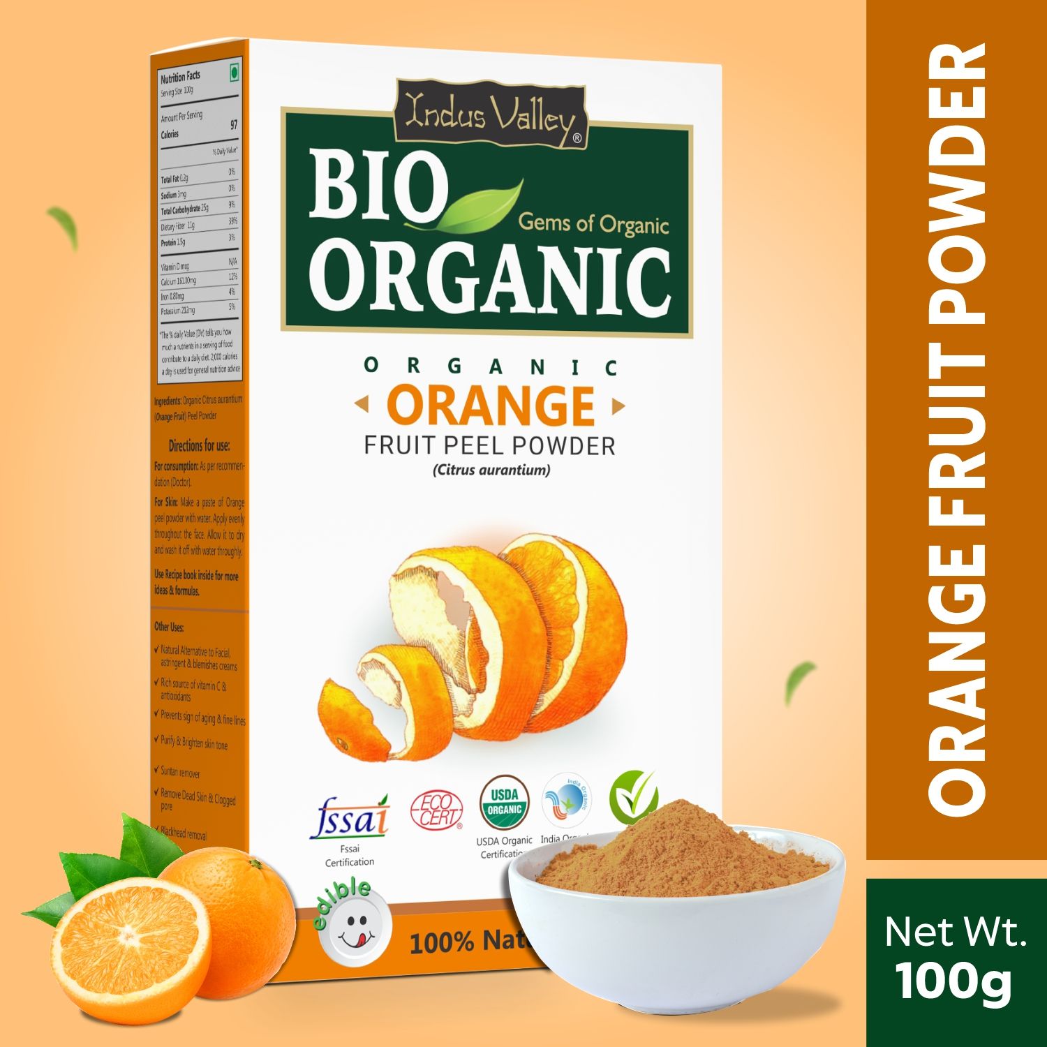 Buy Indus valley bio organic orange peel powder 100gm - Purplle