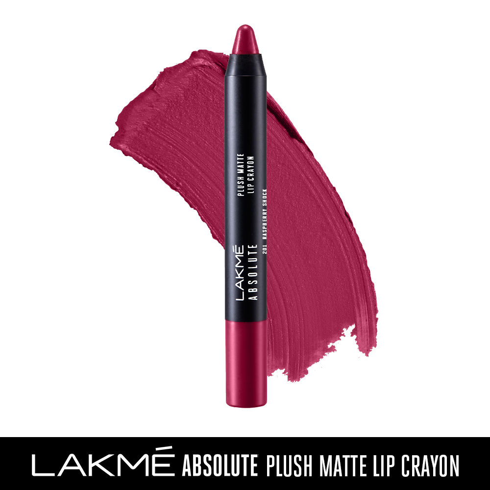 Buy Lakme Absolute Plush Matte Lip Crayon 201 Raspberry Shock (2.8 g) - Purplle