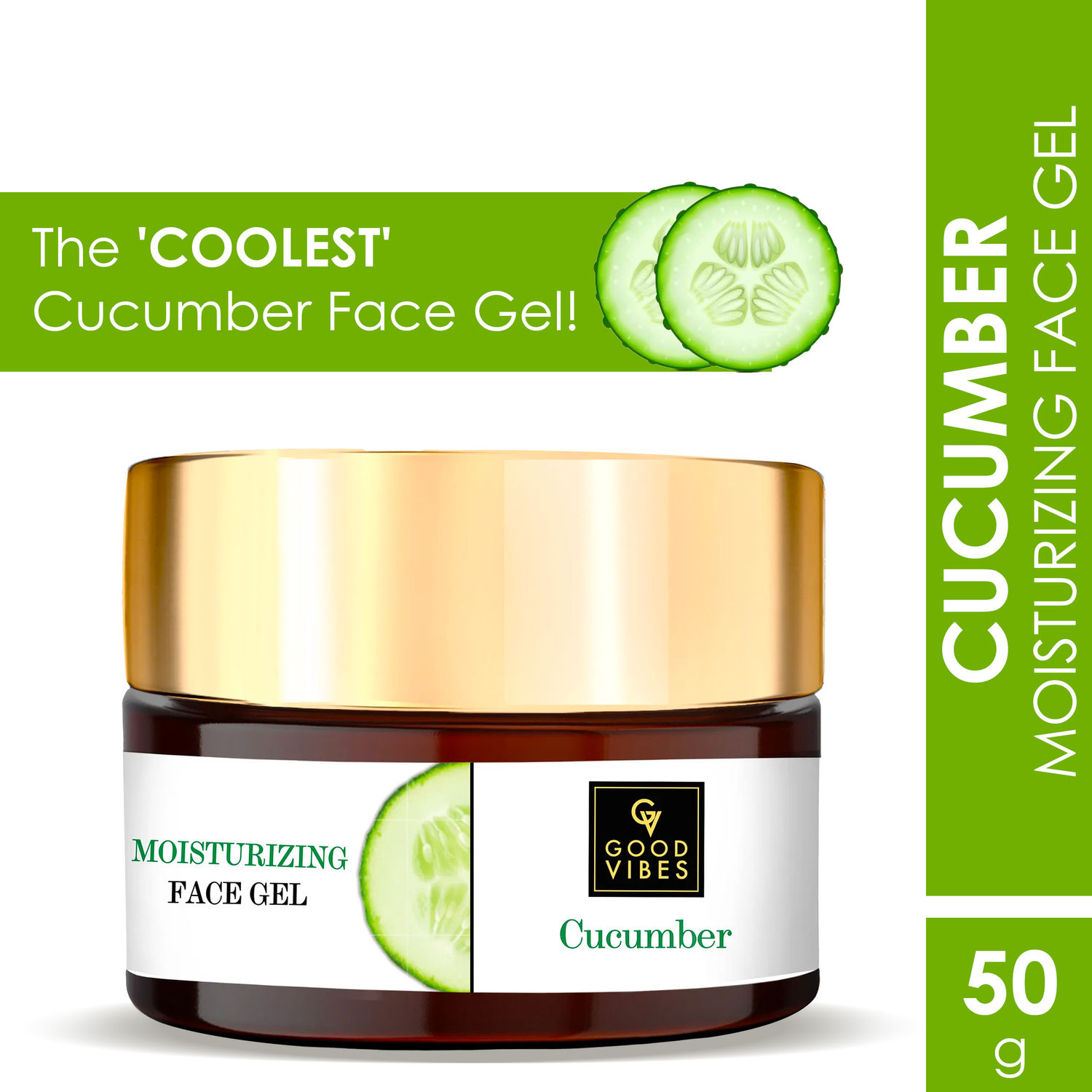 Buy Good Vibes Cucumber Moisturizing Face Gel | Glowing, Cleansing | Cucumber | No Parabens, No Sulphates, No Mineral Oil, No Animal Testing (50 g) - Purplle