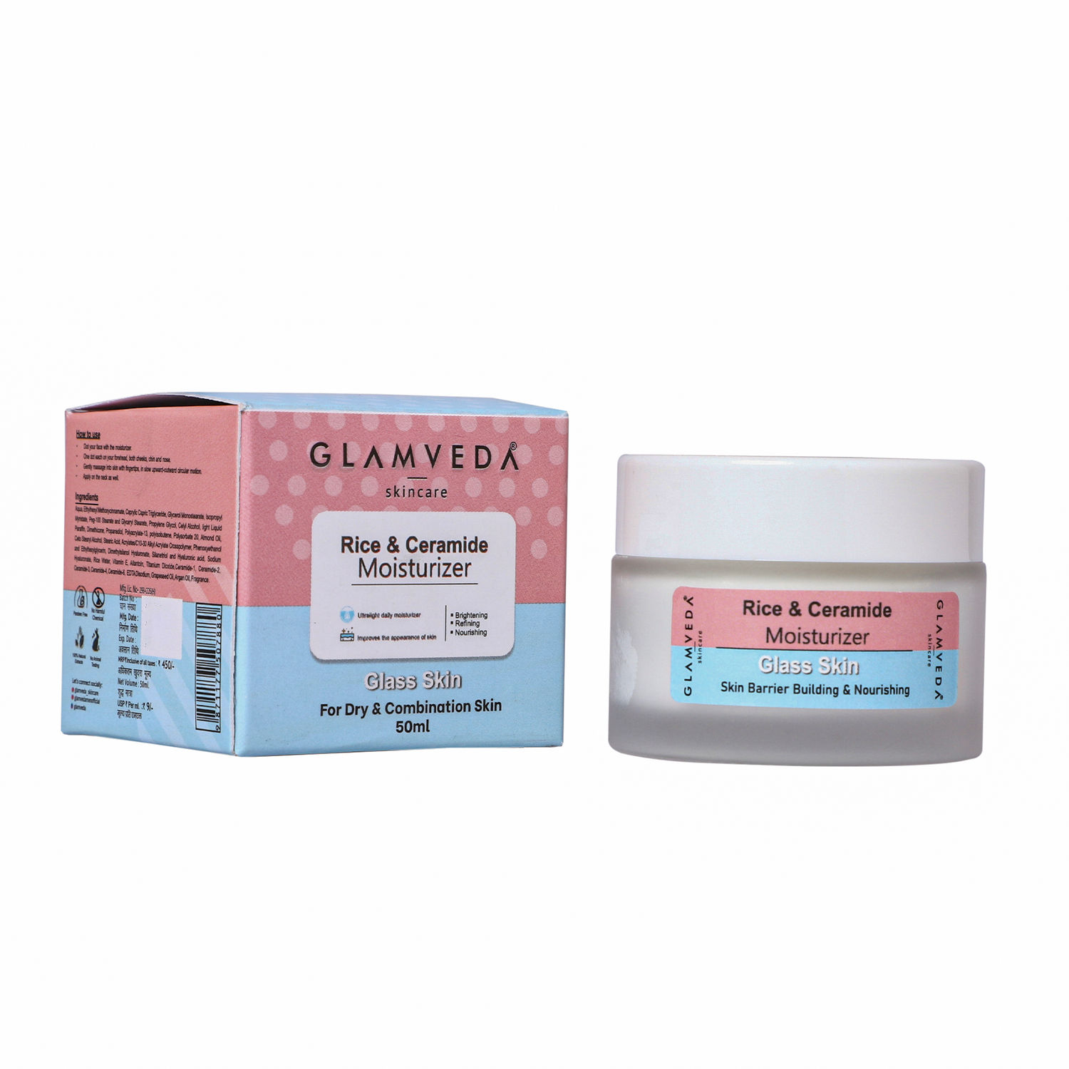 Buy Glamveda Glass Skin Rice & ceramide Moisturizer Skin Brightening , Refining & Nourishing (50 ml) - Purplle