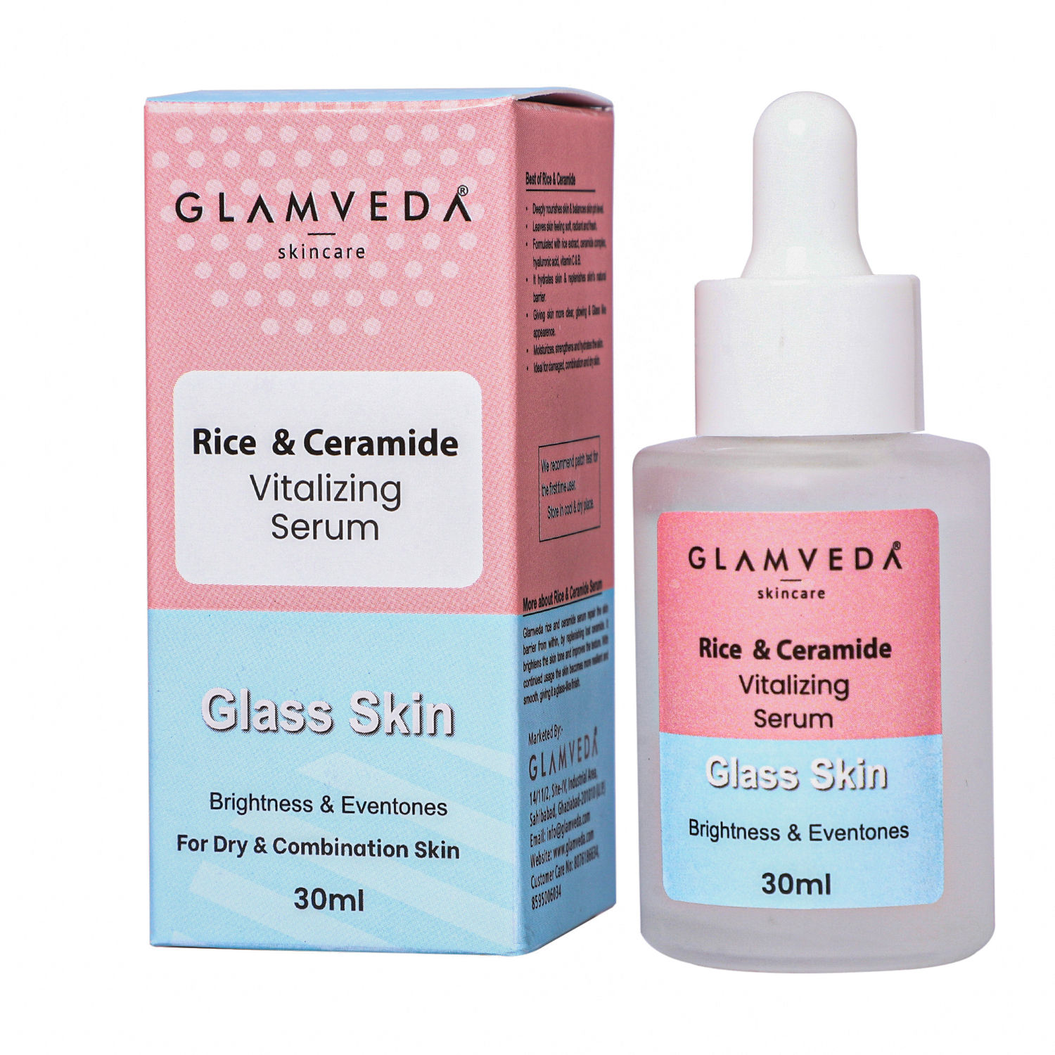 Buy Glamveda Rice Water & Ceramide Vitalizing Serum Skin Nourishing (30 ml) - Purplle