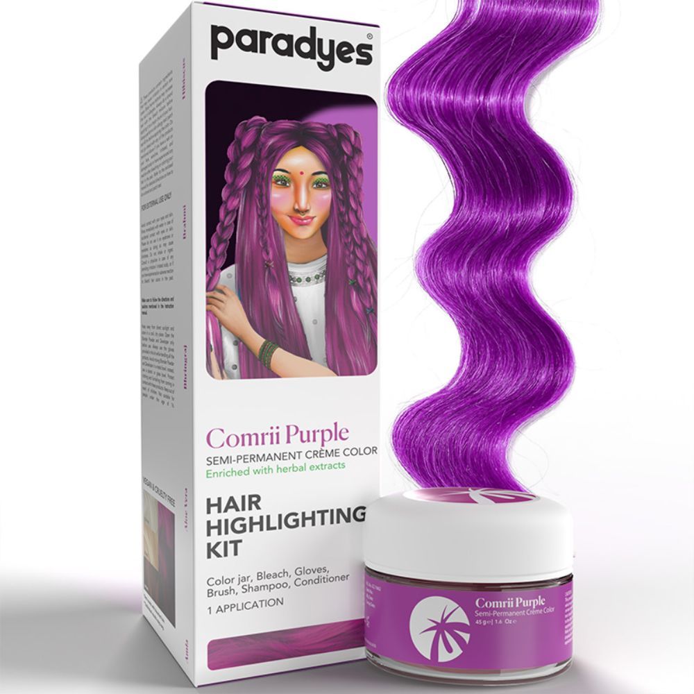 Buy Paradyes Ammonia Free Semi-permanent Hair Color Highlighting Kit (Comrii Purple) - Purplle