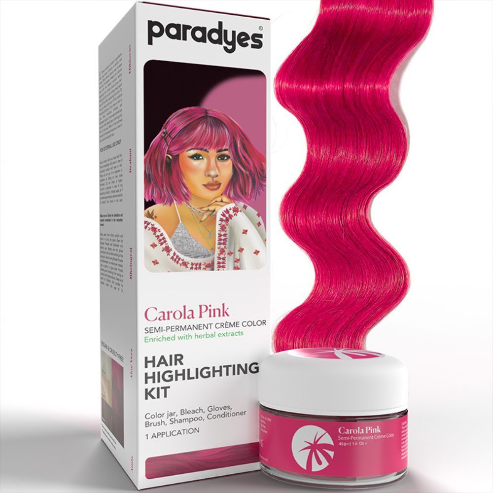 Buy Paradyes Ammonia Free Semi-permanent Hair Color Highlighting Kit (Carola Pink) - Purplle