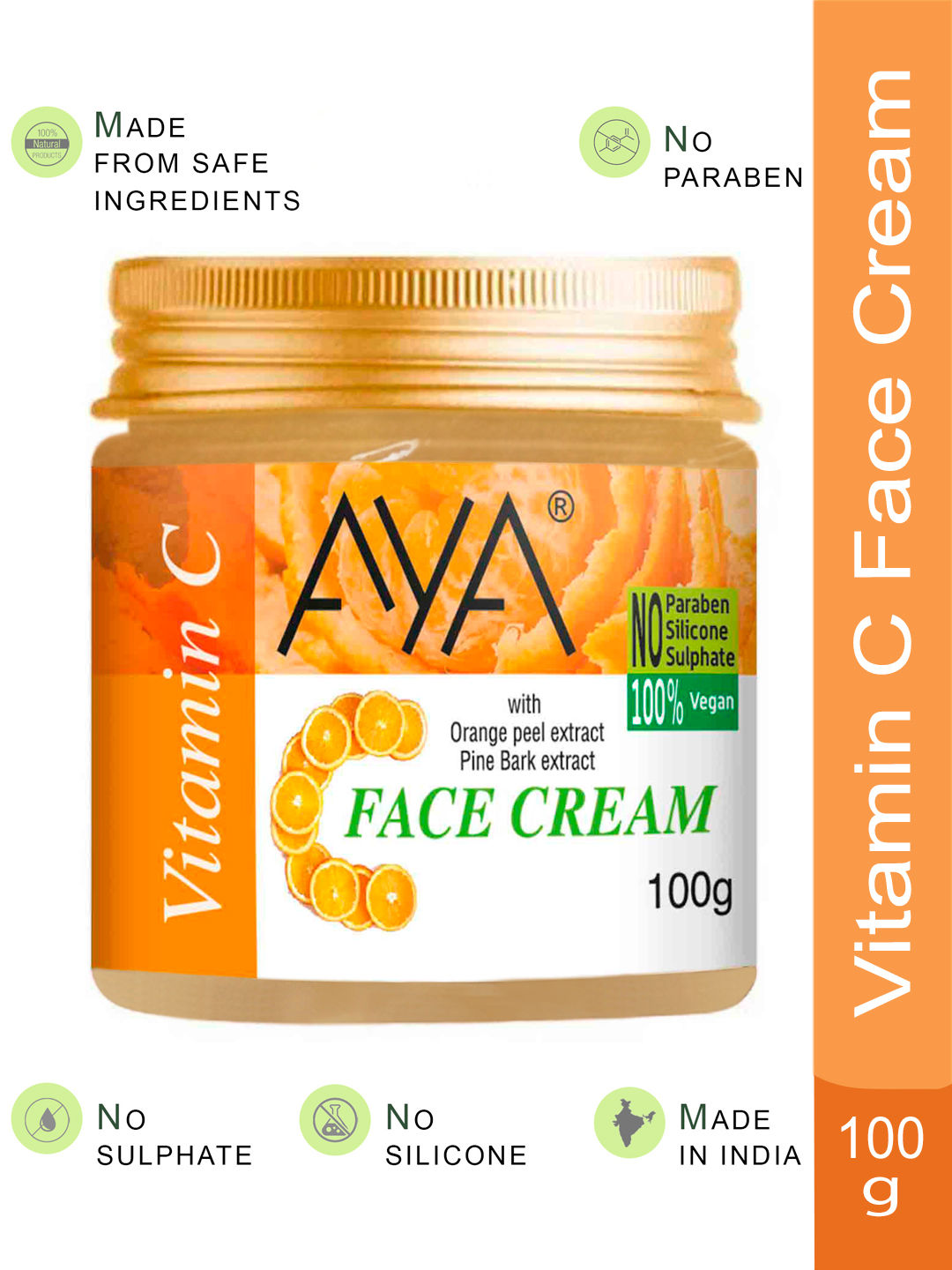 Buy AYA Vitamin C Face Cream, 100 g | No Paraben, No Silicone, No Sulphate - Purplle