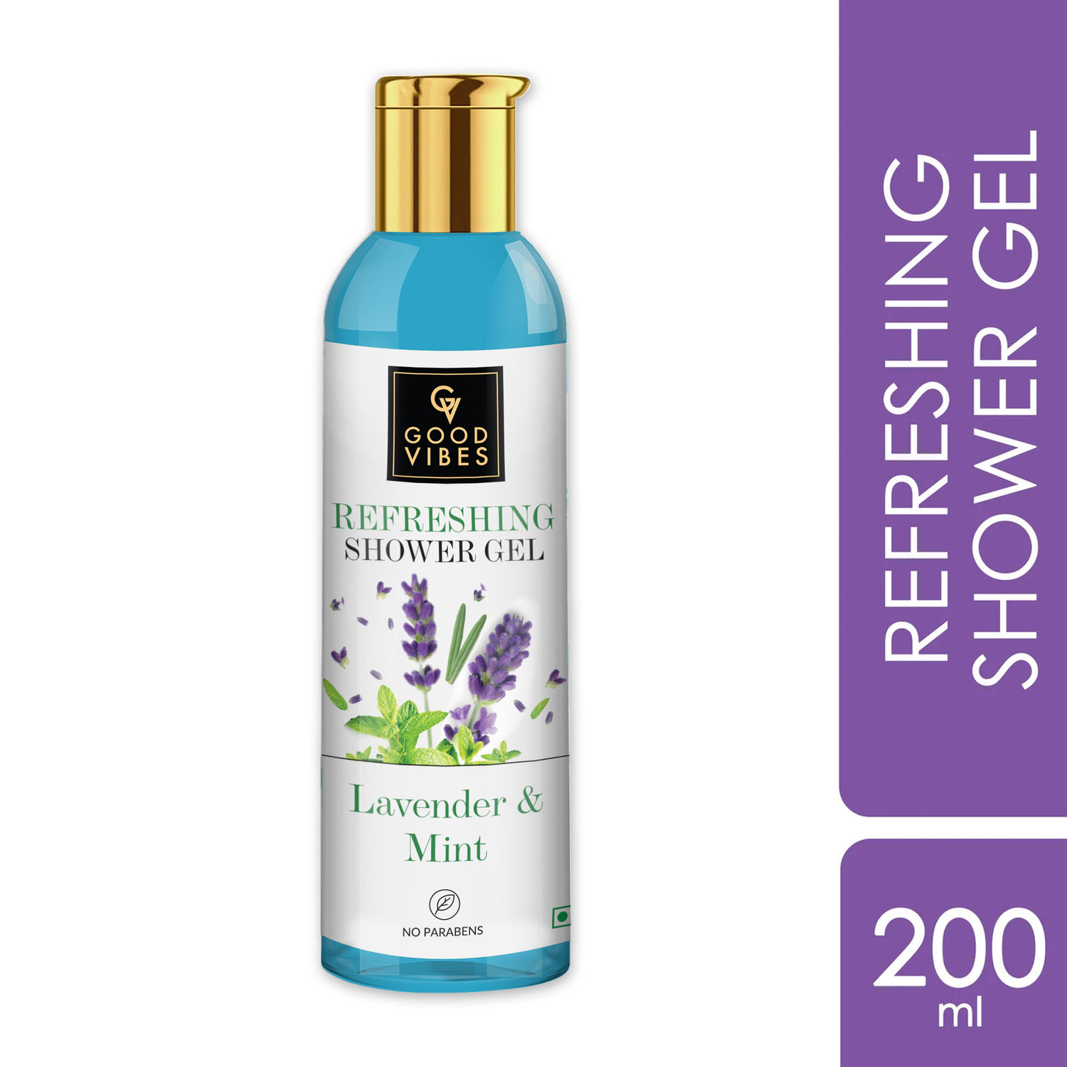 Buy Good Vibes Lavender & Mint Refreshing Shower Gel | Refreshing, Soothing, Calming | No Parabens, No Animal Testing (200 ml) - Purplle