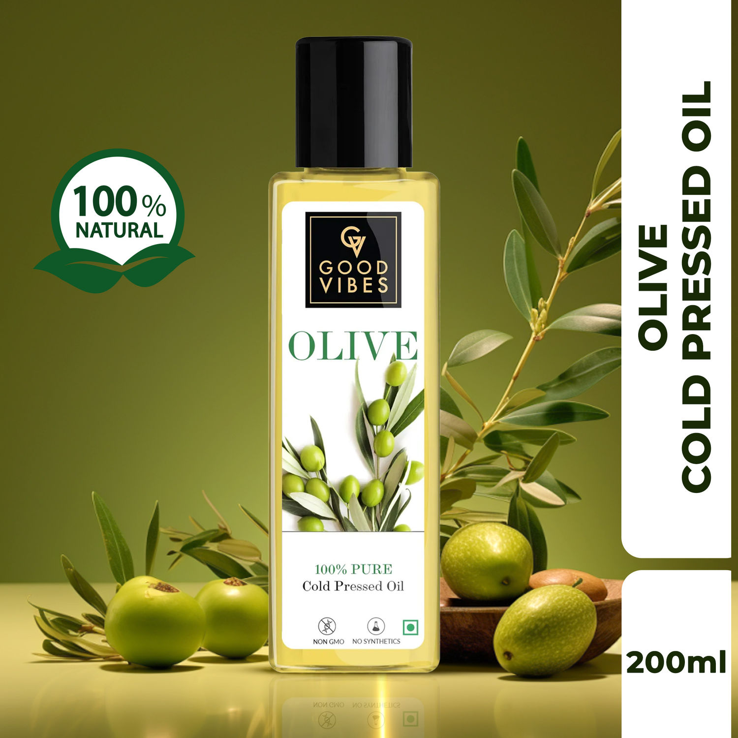 Buy Good Vibes 100% Pure Olive Carrier Oil Cold Pressed (200 ml) - Purplle