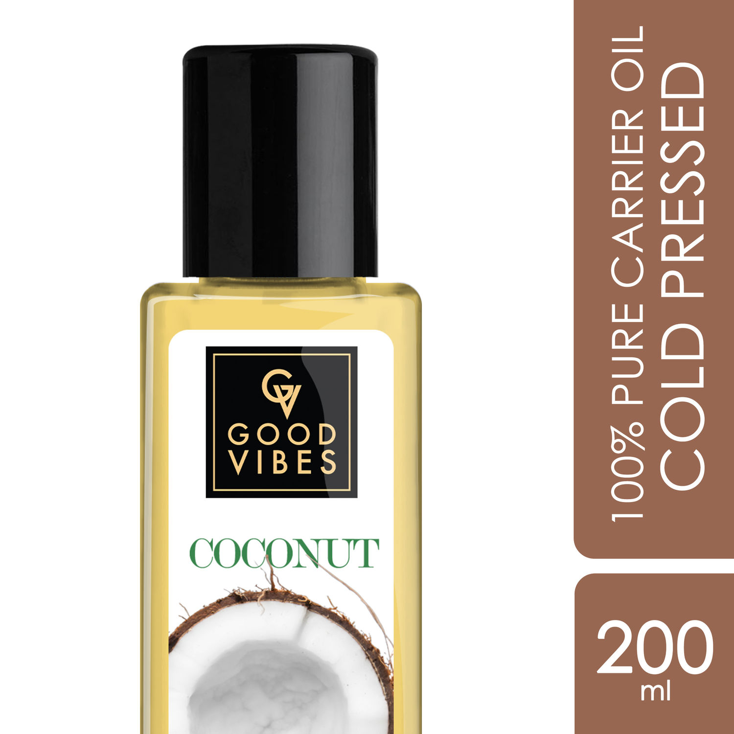 Buy Good Vibes Coconut 100% Pure Coldpressed Carrier Oil | Hair Growth, Anti-Ageing, Hydrating | No Parabens, No Sulphates, No Mineral Oil (200 ml) - Purplle