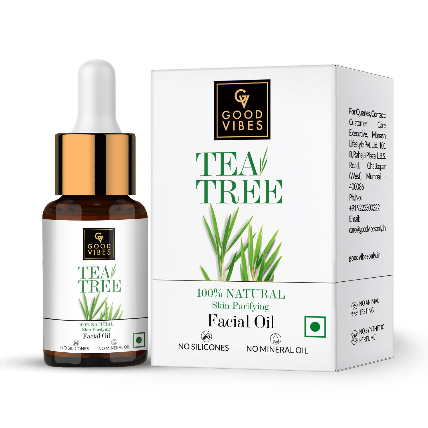 Buy Good Vibes 100% Natural Tea Tree Skin Purifying Facial Oil (10 ml) - Purplle