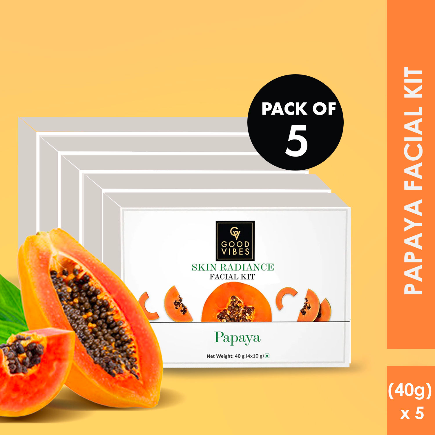 Buy Good Vibes Papaya Radiant Glow Facial Kit (Pack of 5) - Purplle