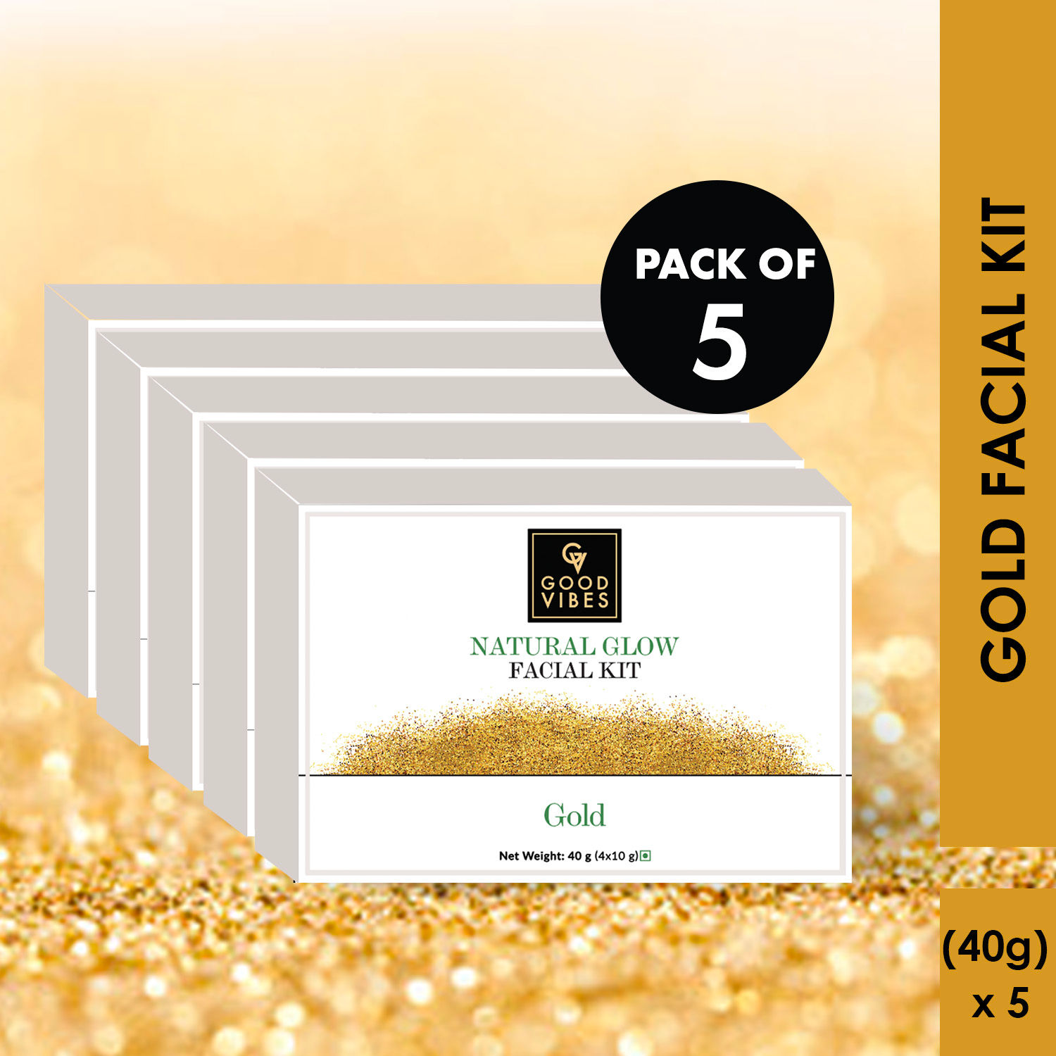 Buy Good Vibes Gold Natural Glow Facial Kit (Pack of 5) - Purplle