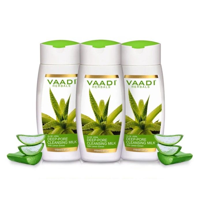 Buy Vaadi Herbals Aloevera Deep Pore Cleansing Milk With Lemon Extract Value (110 ml) (Pack of 3) - Purplle