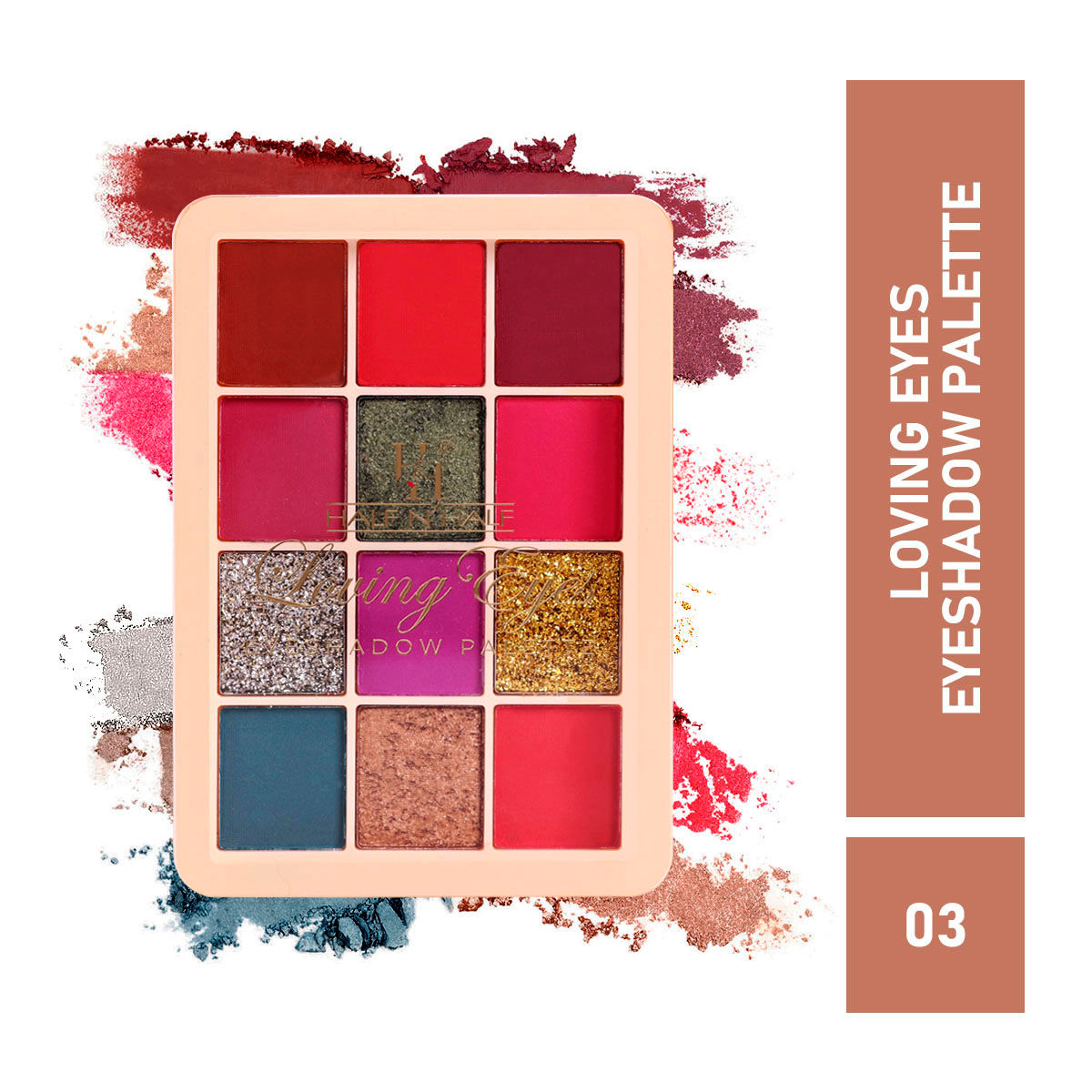 Buy Half N Half 12Colors Loving Eyeshadow Palette, Flawless Shades, Waterproof Durable Highly Pigmented Eye Makeup Set Gift for Women, Waterproof Long Lasting Easy To Blendable, Multiclolur-03 (9.5g) - Purplle