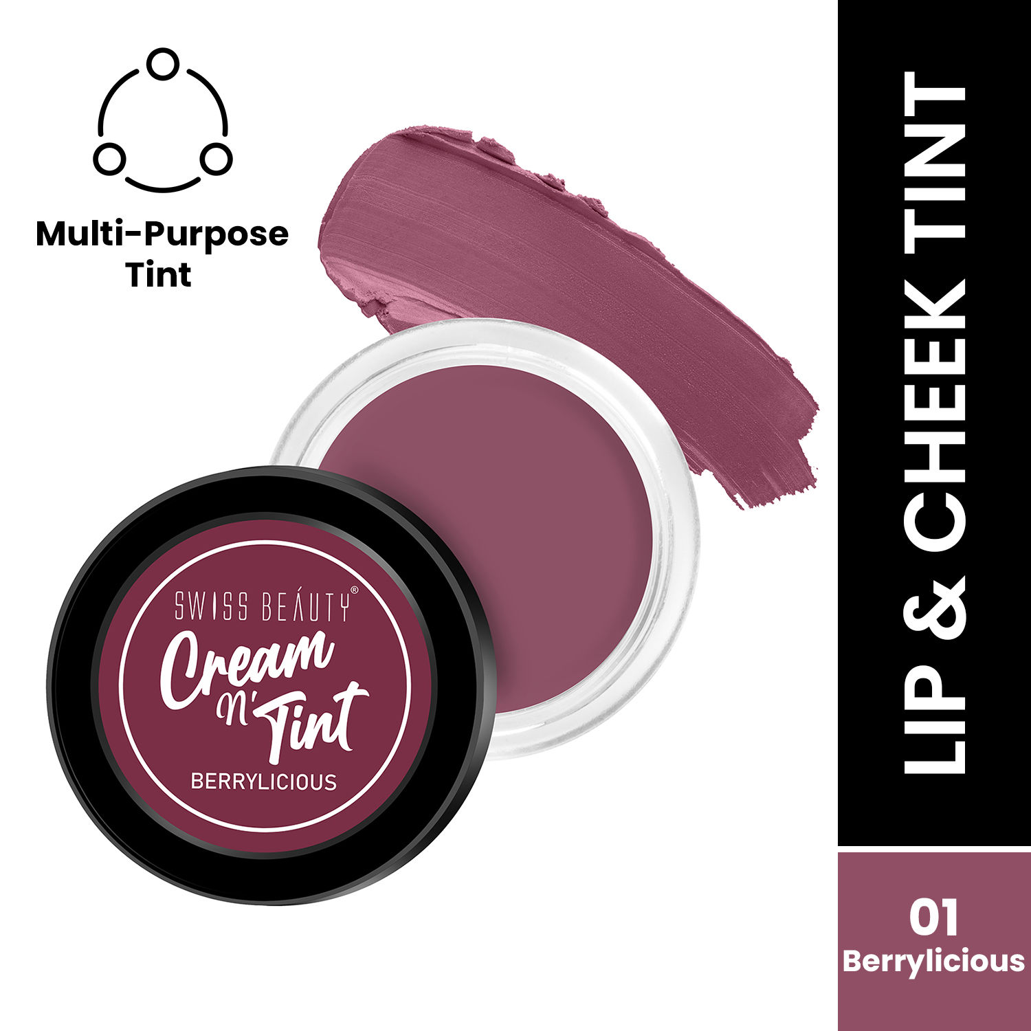 Buy Swiss Beauty Lip & Cheek Cream SB-308-01 Berrylicious 8g - Purplle