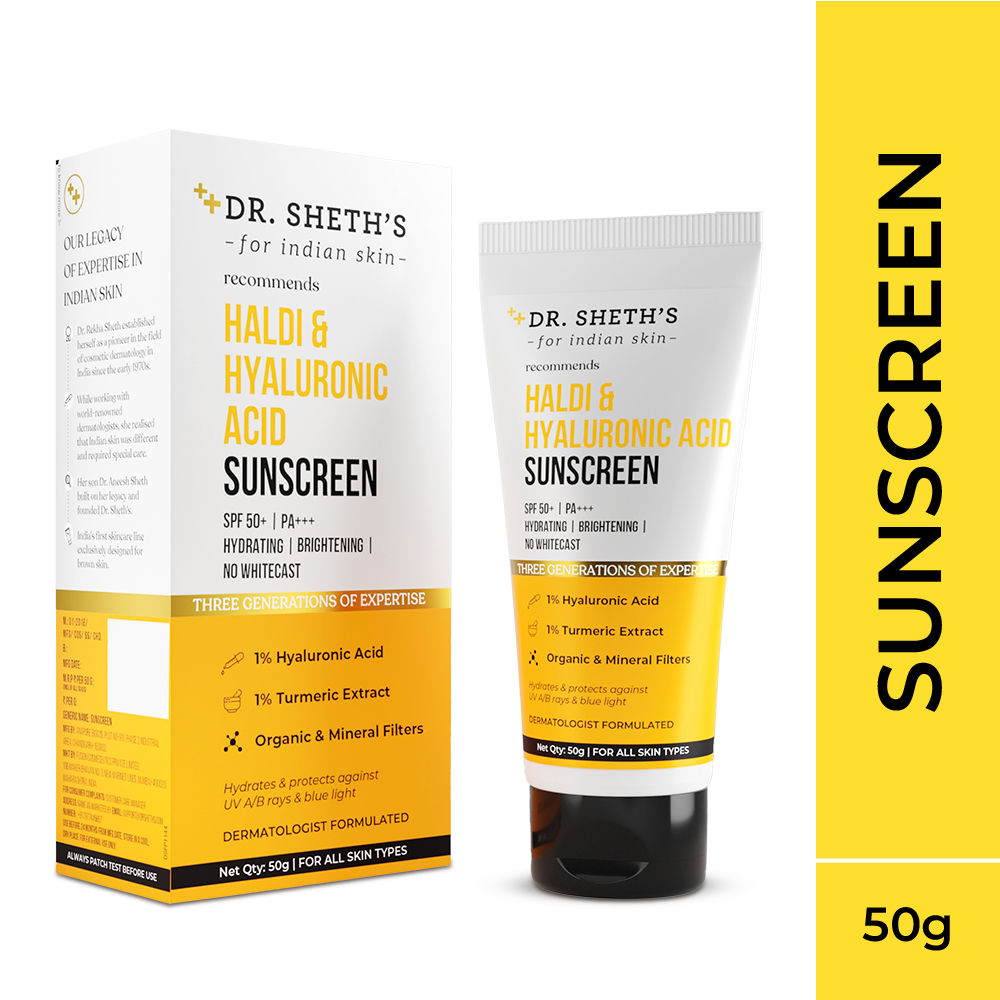 Buy Dr. Sheth's Haldi & Hyaluronic Acid Sunscreen - 50g - Purplle