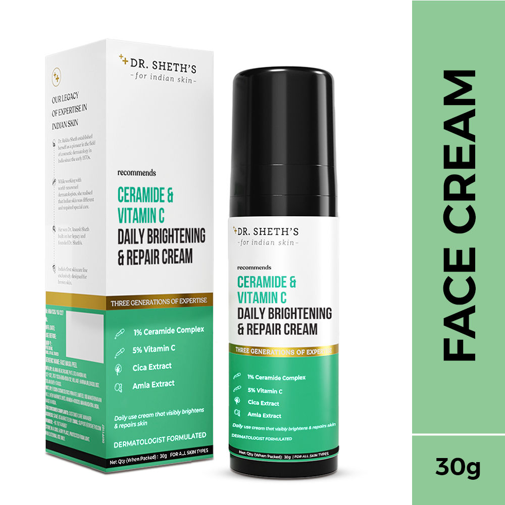 Buy Dr. Sheth’s Ceramide & Vitamin C Daily Brightening & Repair Cream - 30g - Purplle