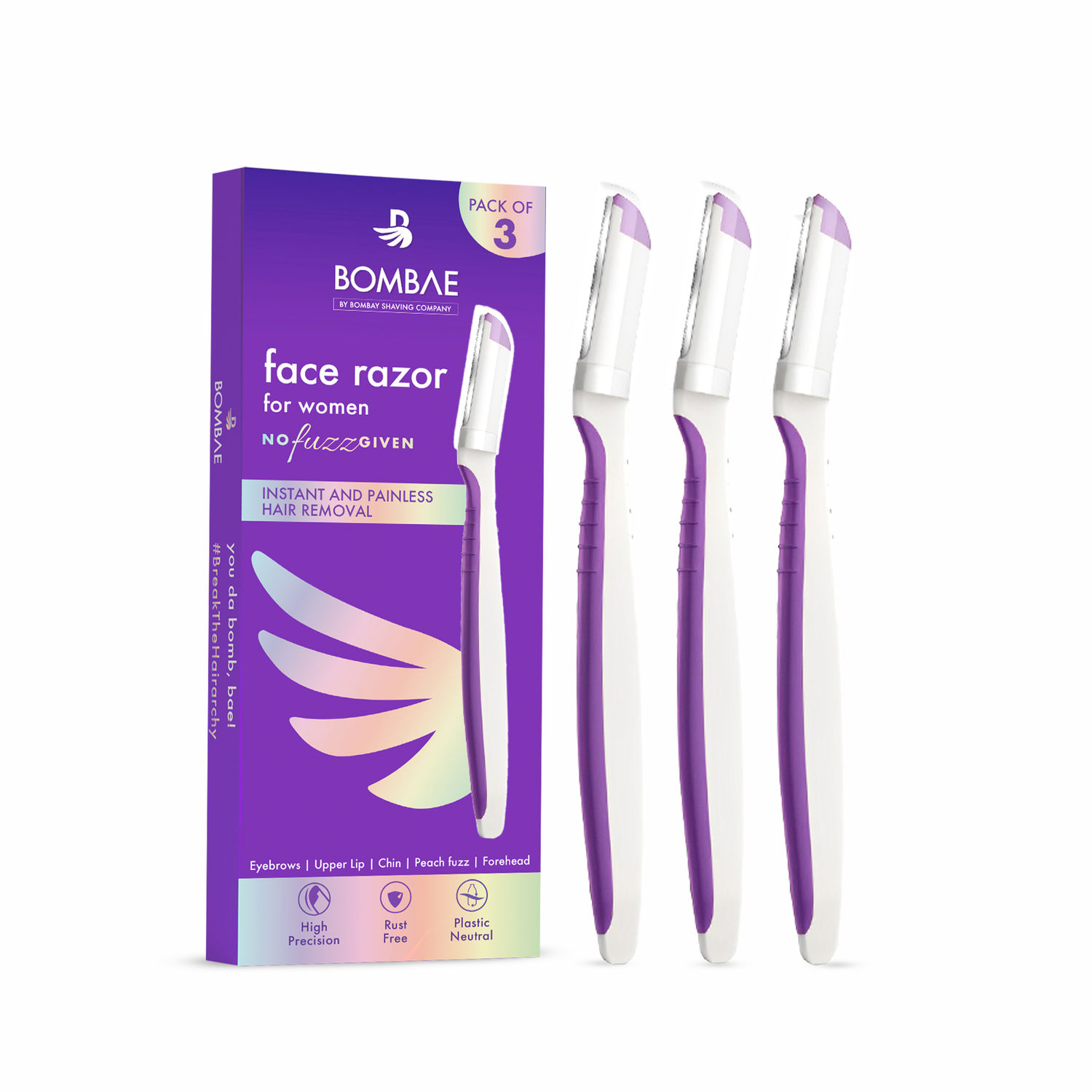 Buy Bombae Face Razor for women - For Instant & Painless Hair Removal (Pack Of 3) 200 gm - Purplle