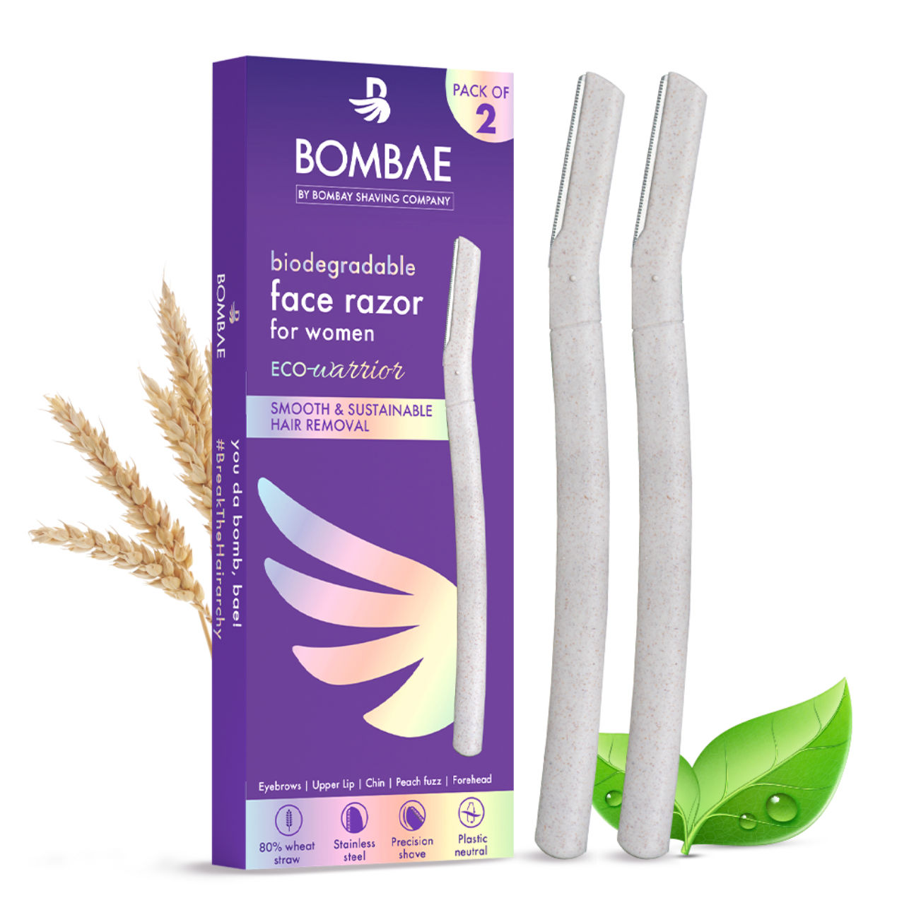 Buy Bombae Biodegradable Face Razor For Women (Pack of 2) 200 gm - Purplle