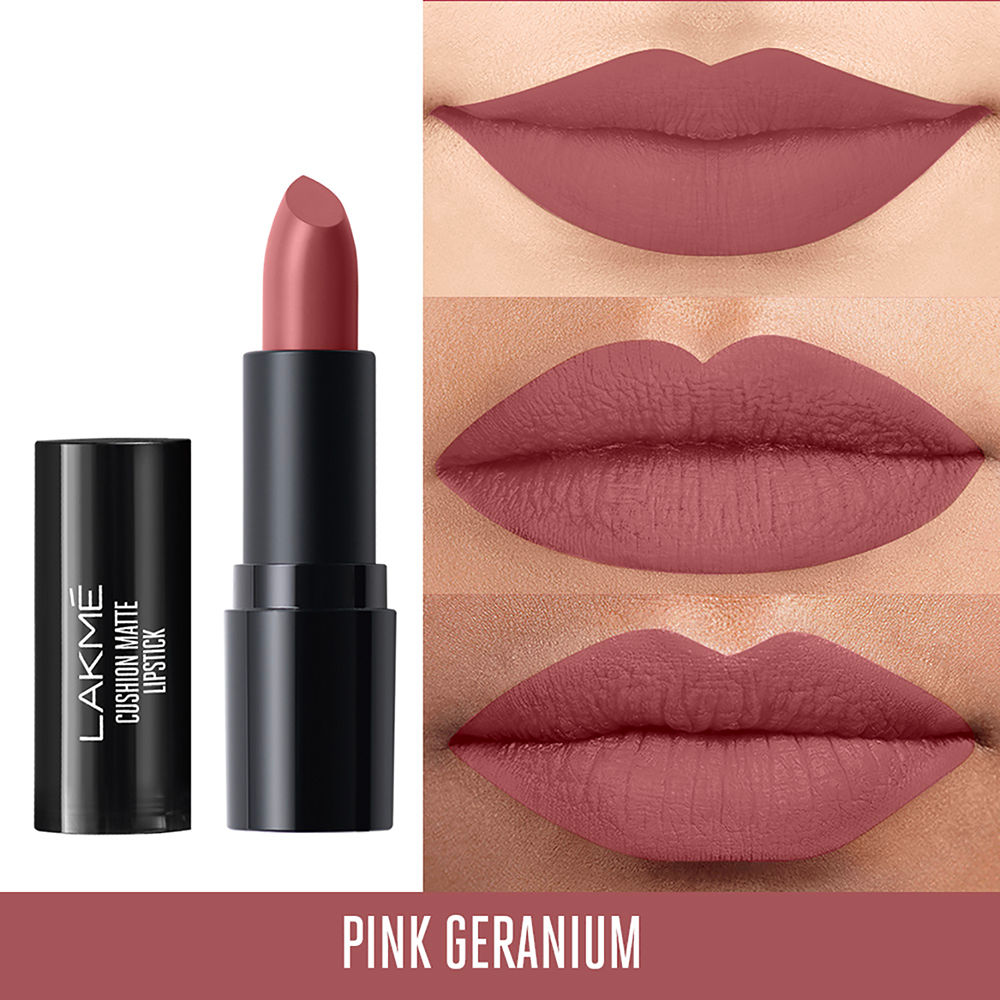 Buy Lakme Cushion Matte Lipstick, Pink Geranium, 4.5g - Purplle