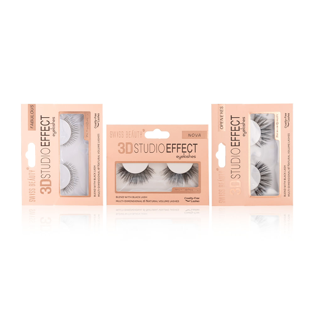 Buy Swiss Beauty Eyelashes Pack of 3|Nove Eyelashe| Fabulous Eyelashes|Open Eye Eyelashe - Purplle