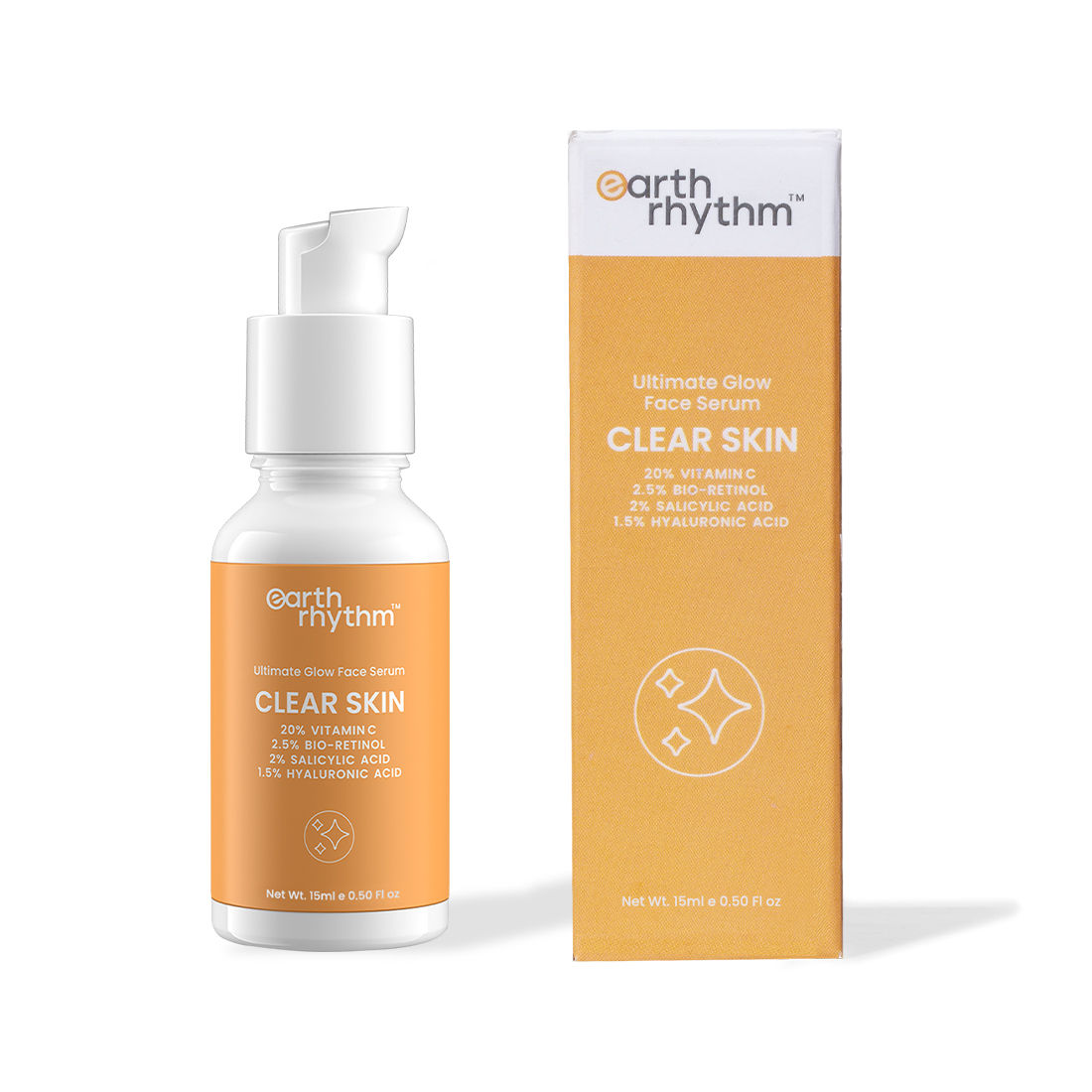 Buy Earth Rhythm Clear Skin - Ultimate Glow Serum with the goodness of Salicylic Acid, Hyaluronic Acid, Bio Retinol & Vitamin C| Boost Collagen Synthesis, Anti Ageing, Brighten Skin, Unclog Pores | Men & Women - 15 ML - Purplle