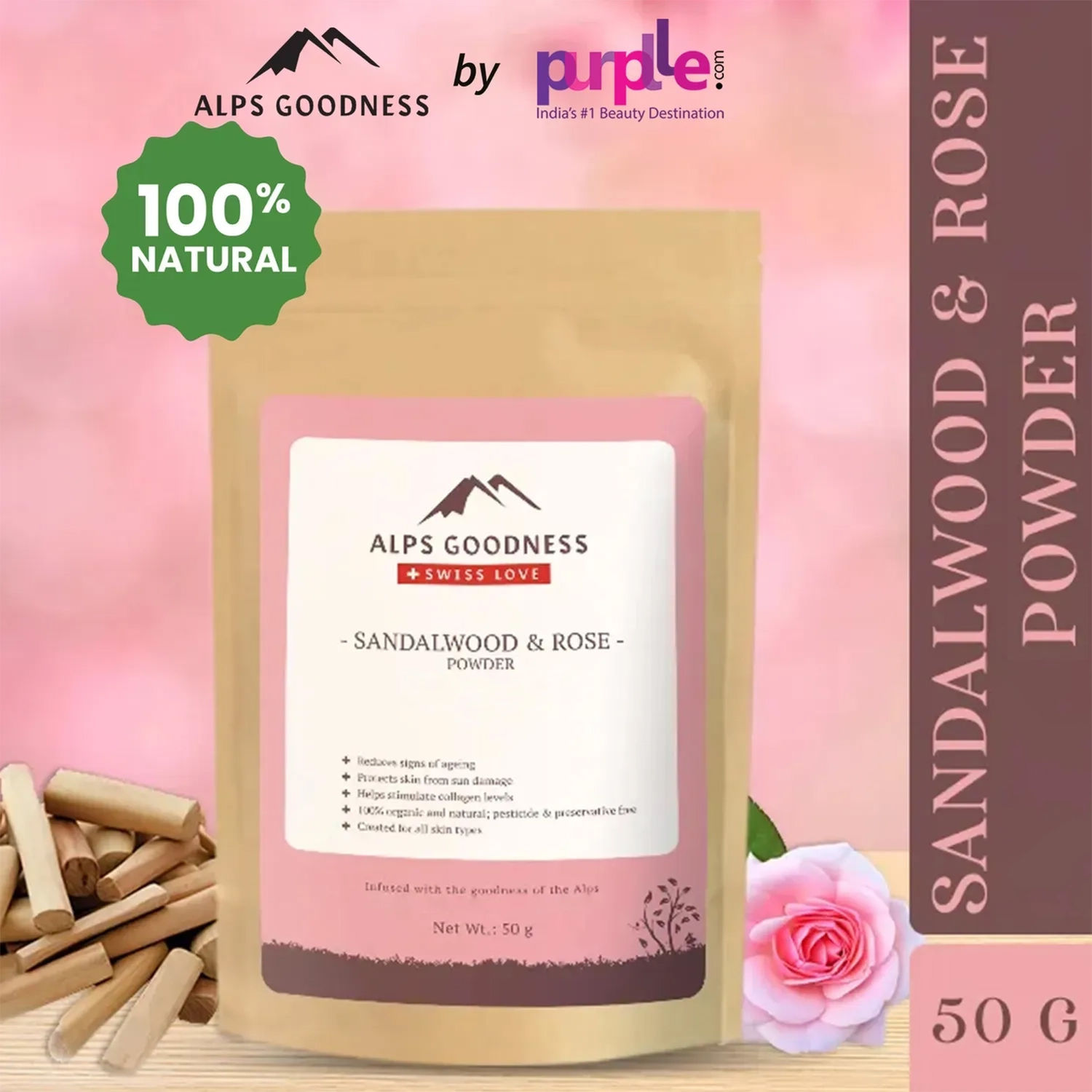 Buy Alps Goodness Sandalwood & Rose Powder (50 gm) - Purplle