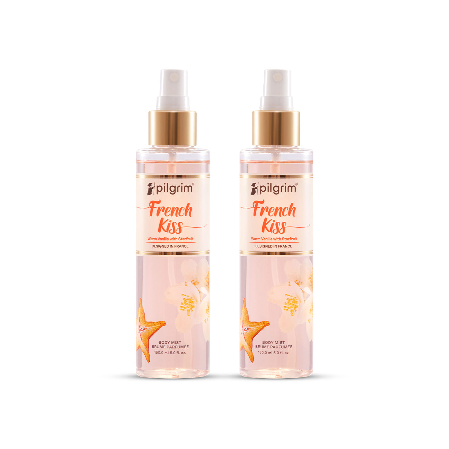 Buy Pilgrim French Kiss Body Mist (Vanilla with starfruit)| Vanilla Body Mist for Women Long Lasting| Sensual Fragrance | Body spray| Perfume for Women, Pack of 2 - Purplle