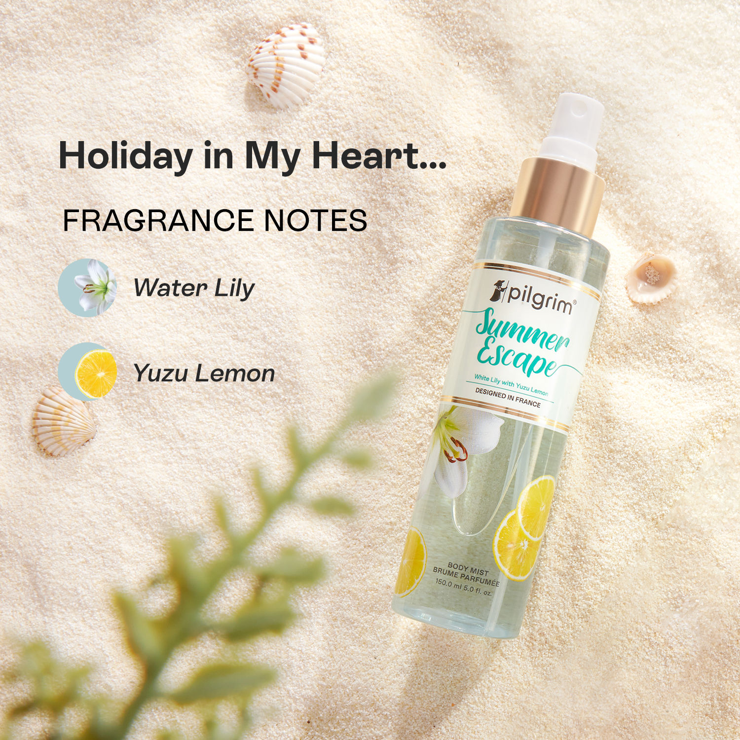Buy Pilgrim Summer Escape Body Mist (White Lily with Yuzu Lemon)| Citrus Body Mist | Long Lasting Perfume for Women, Pack of 2 - Purplle