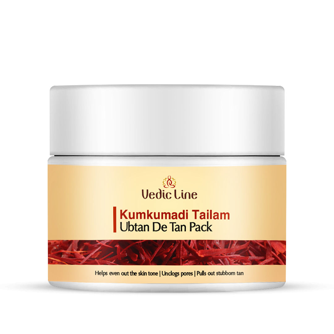 Buy Vedicline Kumkumadi Tailam De Tan Ubtan, Fades Tan, Blemishes & Pigmentation With Sesame Seed Oil And Aloe Barbadensis Leaf Juice For Dewy Glow Skin, 100ml - Purplle