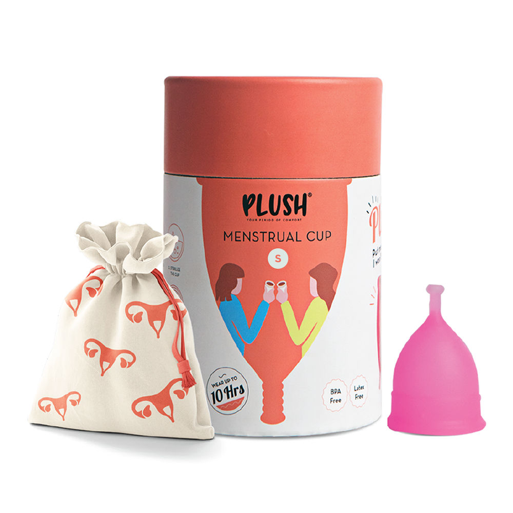 Buy Plush 100% Reusable Menstrual Cup with Cotton Carry Pouch | Size – Small | Special Stem for Easy Removal | Zero Rashes - Purplle