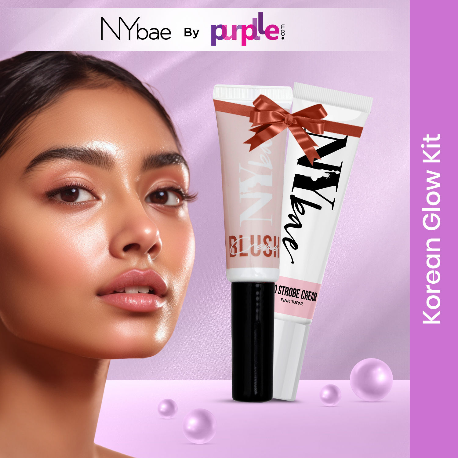 Buy NY Bae Korean Glow Kit | Combo Pack |Strobe cream + Cream Blush| Highlighter| Moisturiser |Primer | Blush |Lip & cheek tint (22g) - Purplle