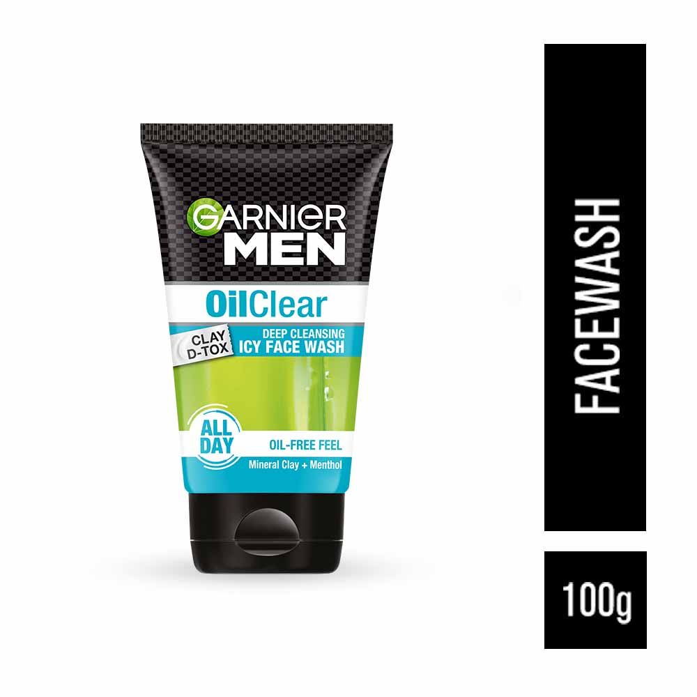 Buy Garnier Men Oil Clear Clay D-Tox Deep Cleansing Icy Face Wash (100 g) - Purplle