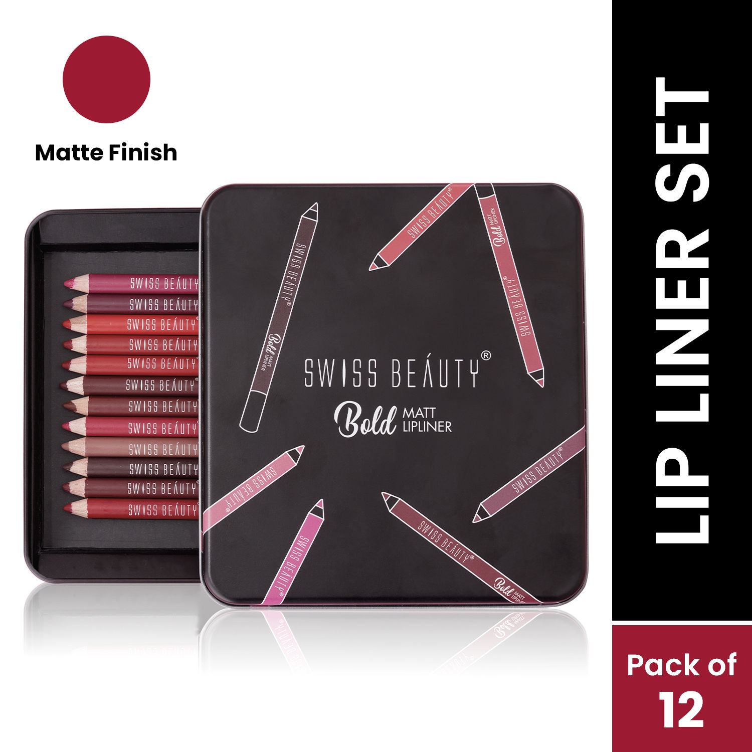 Buy Swiss Beauty Bold Matte Lip Liner - Multicolor (1.6 g*12) - Purplle