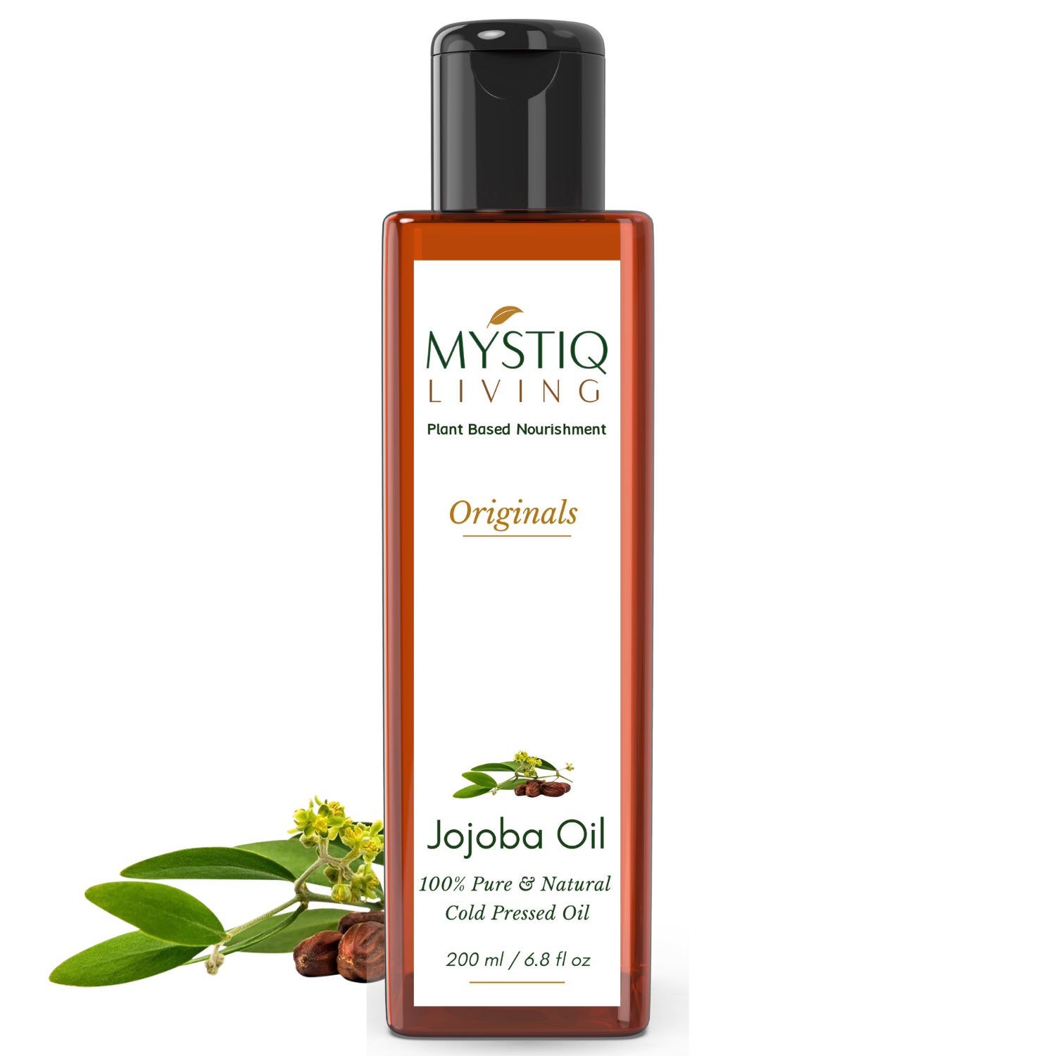 Buy Mystiq Living Originals - Pure Golden Virgin Jojoba Oil | Hair, Skin & Face Care | Natural Makeup Remover | Cold Pressed | 100% Pure and Natural - 200 ML - Purplle