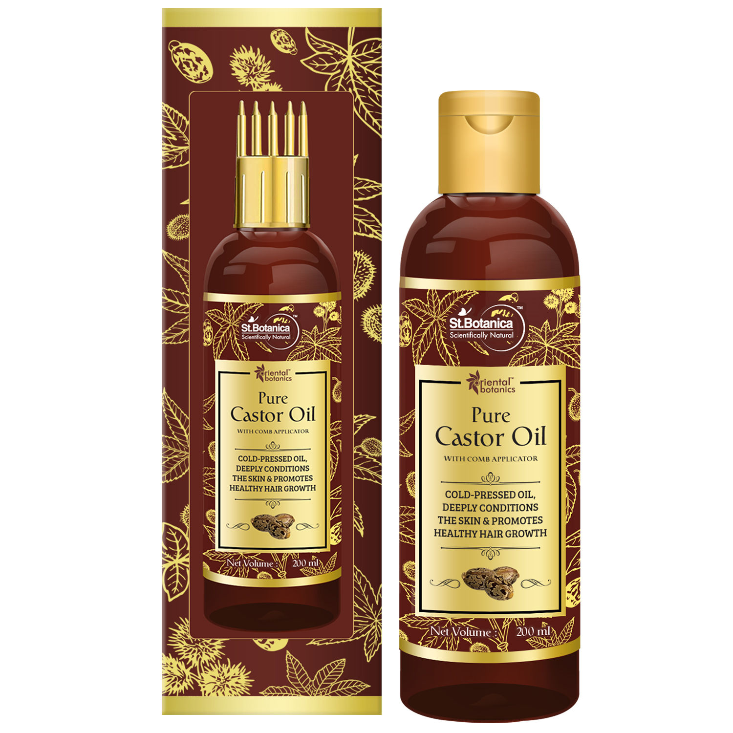 Buy Oriental Botanics Pure Castor oil with comb applicator 200ml - Purplle