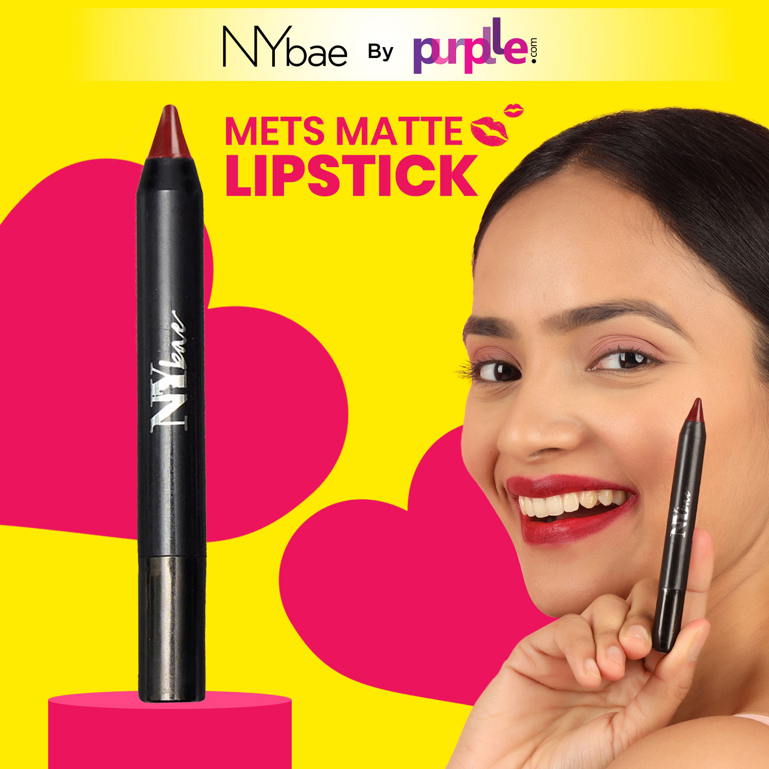 Buy NY Bae Mets Matte Lip Crayon | Satin Texture | Maroon | Enriched with Vitamin E - Major League Attraction 2 (2.8 g) - Purplle