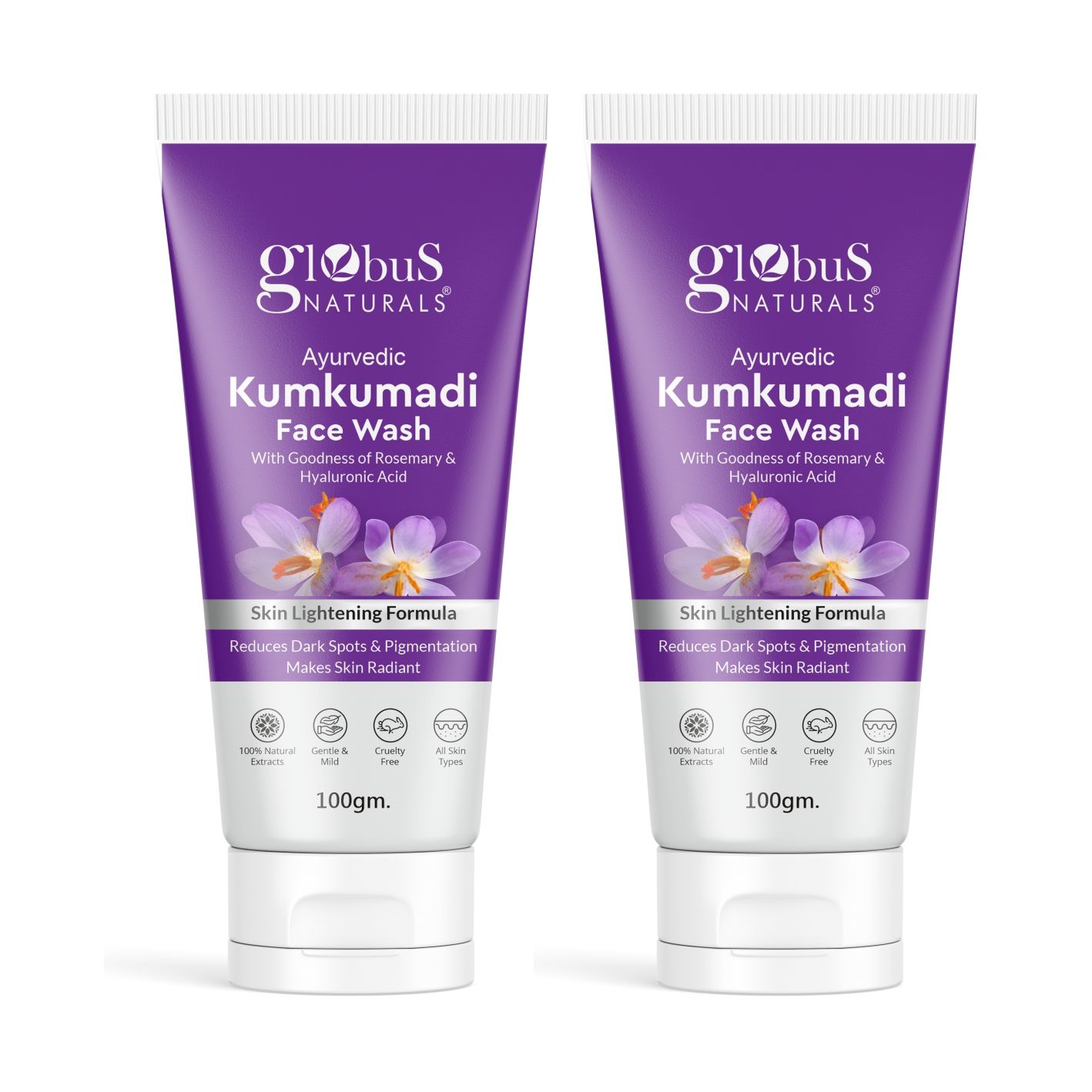 Buy Globus Naturals Ayurvedic Kumkumadi Face Wash,  100 gm Pack of 2 - Purplle