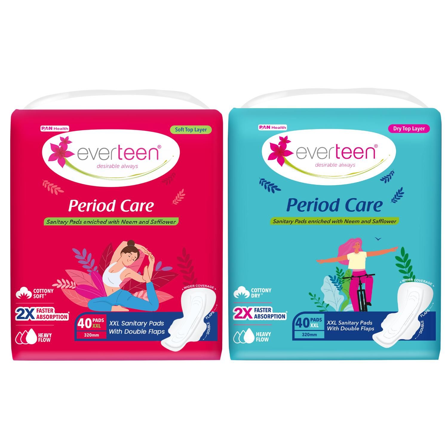 Buy everteen XXL Sanitary Napkin Pads with Cottony-Dry Top & cottony - soft Layer for Women Enriched with Neem and Safflower - 1 Pack (40 Pads 320 mm) - Purplle
