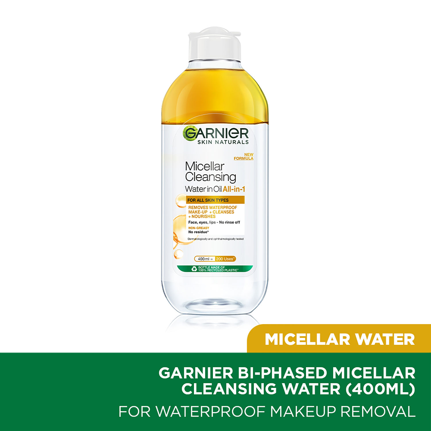 Buy Garnier Oil infused Cleansing Water, 400ml - Waterproof Makeup Remover For All Skin Types - Purplle