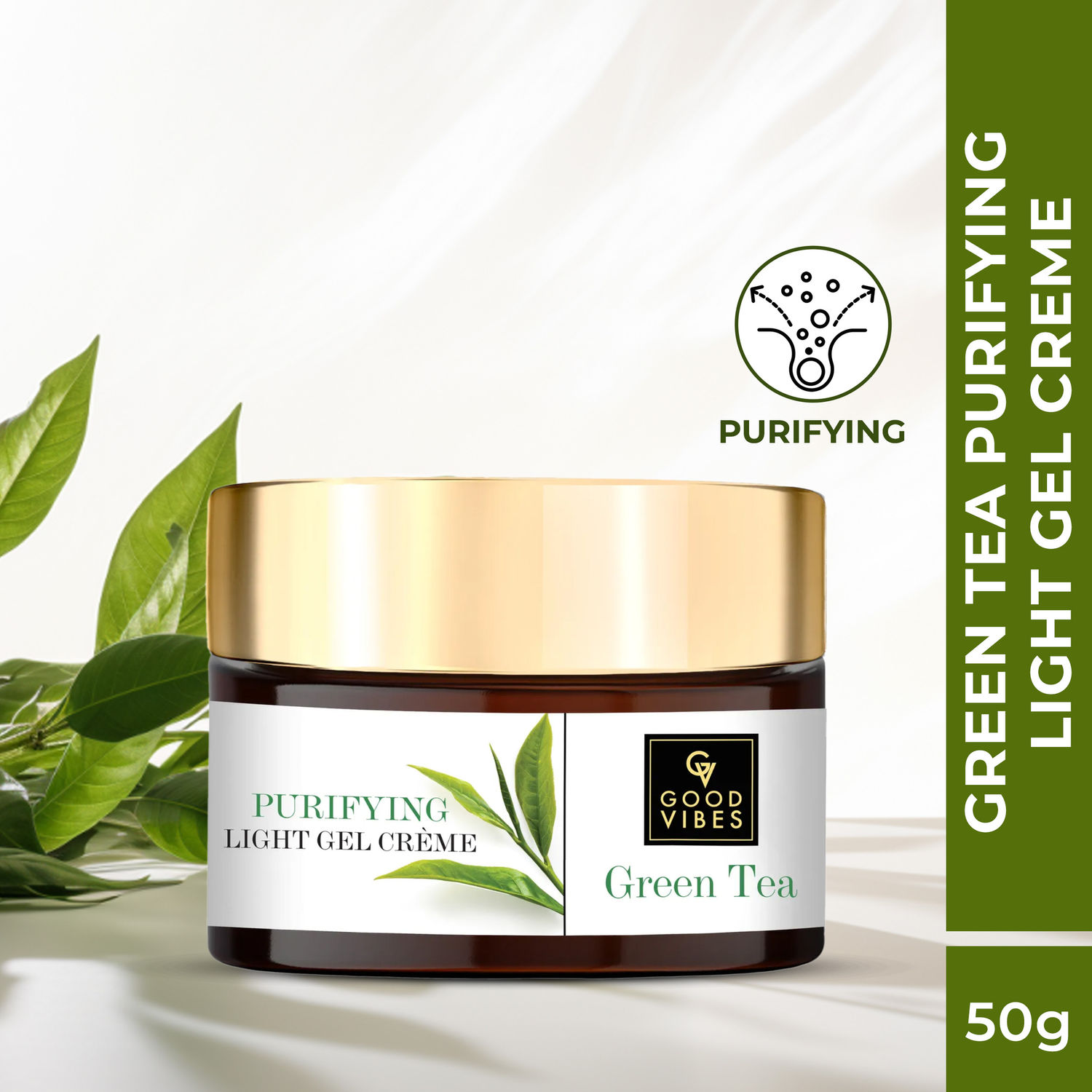 Buy Good Vibes Green Tea Purifying Light Gel Cream (50 g) - Purplle