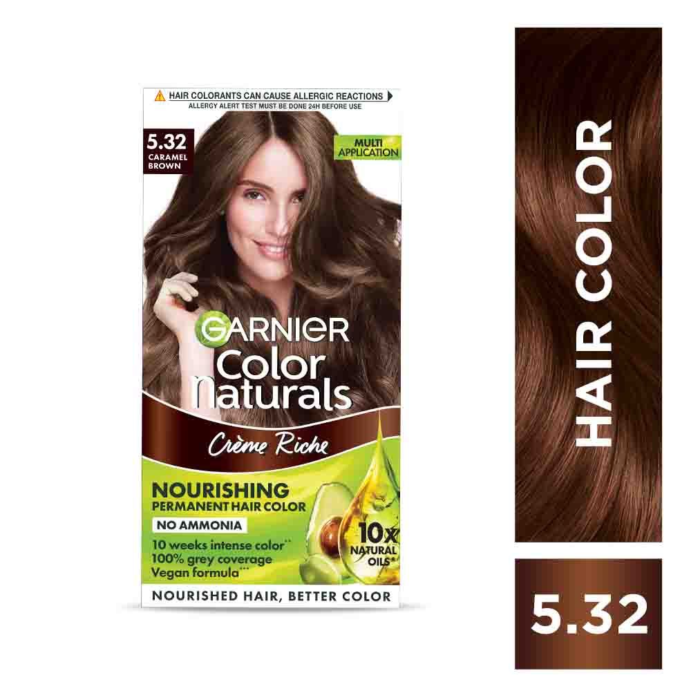 Buy Garnier Color Naturals Creme hair color, Shade 5.32 Caramel Brown (70 ml + 60 g) - Purplle